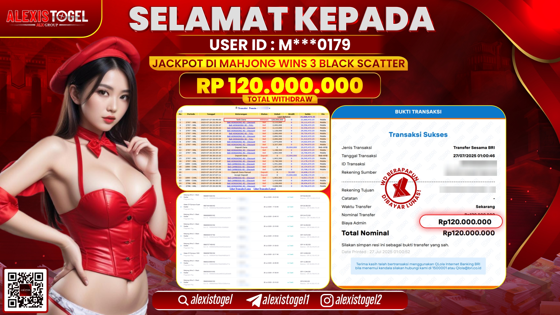 ALEXISTOGEL di SLOT MAHJONG WINS 3 BLACK SCATTER RP.120.000.000 LUNAS
