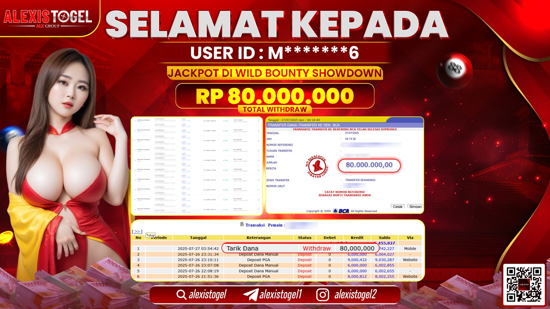 ALEXISTOGEL di SLOT WILD BOUNTY SHOWDOWN RP.80.000.000 LUNAS