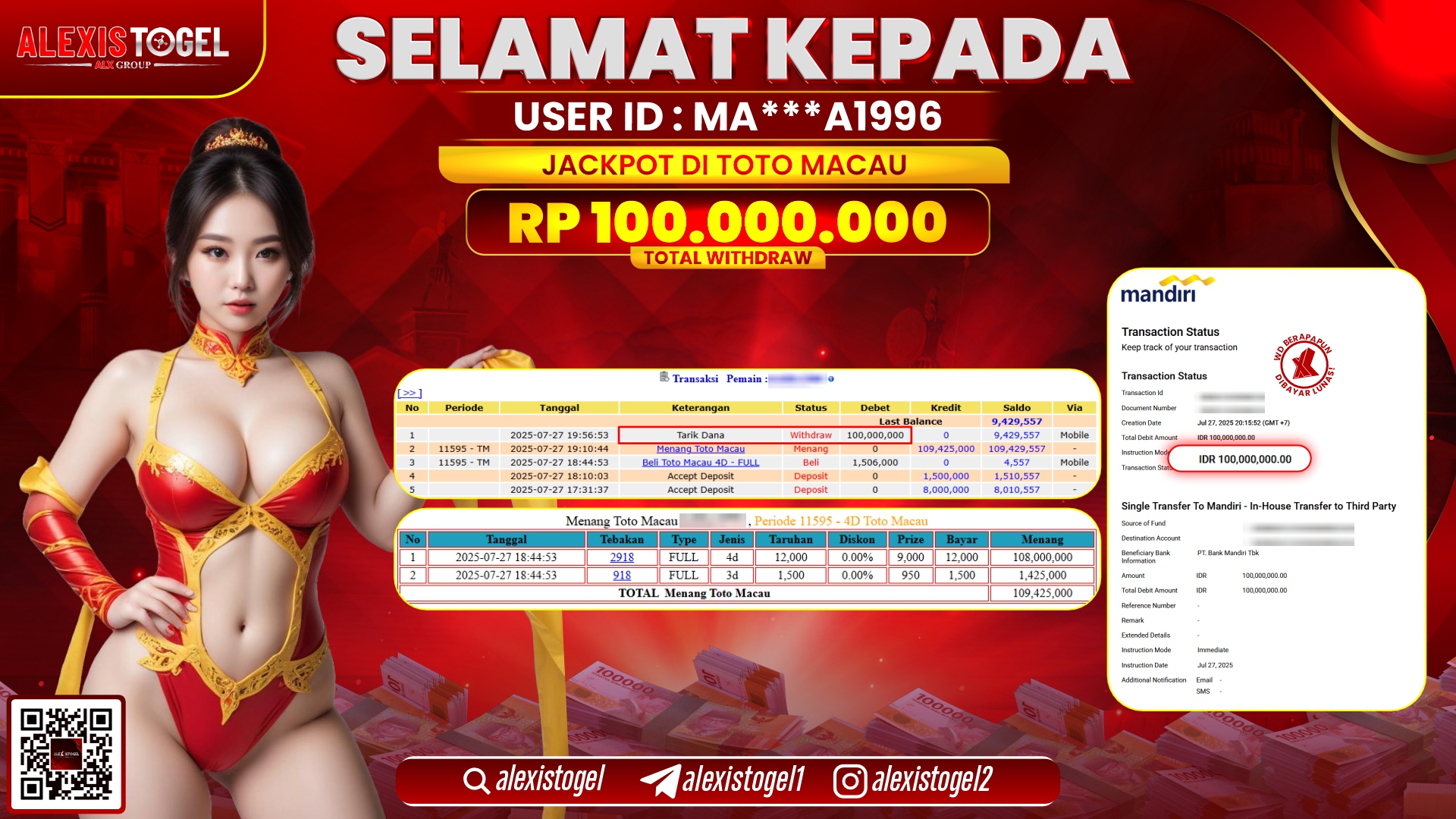 ALEXISTOGEL di TOGEL TOTOMACAU RP.100.000.000 LUNAS