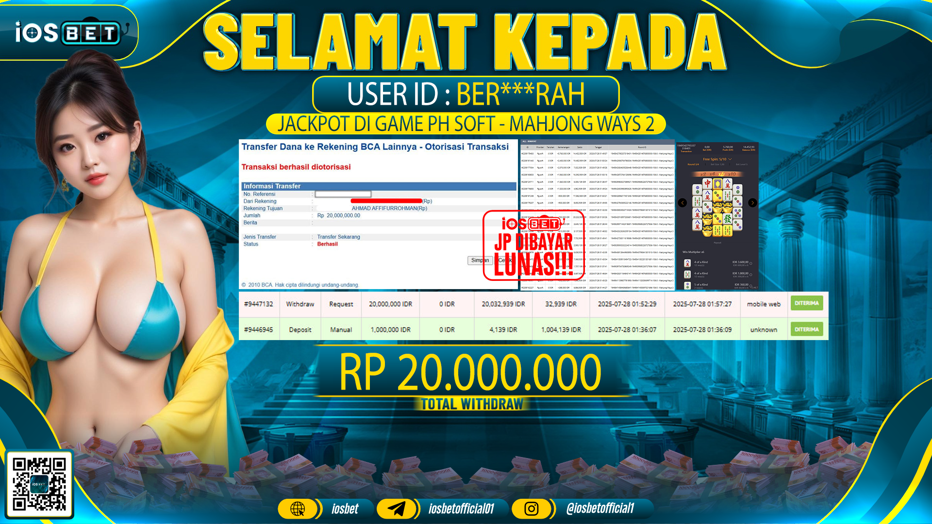 Bukti Pembayaran LUNAS SLOT GAME GACOR  Rp.20.000.000