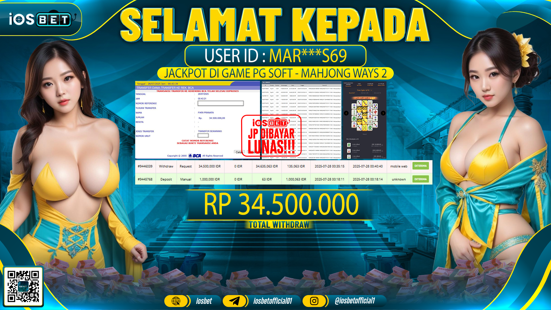 Bukti Pembayaran LUNAS SLOT GAME GACOR  Rp.34.500.000