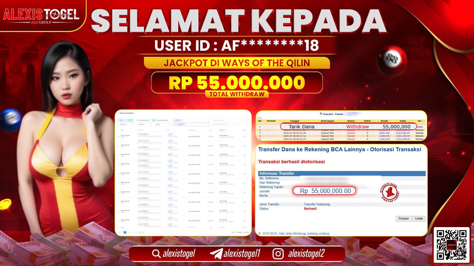 ALEXISTOGEL di SLOT WAYS OF THE QILIN RP.55.000.000 LUNAS