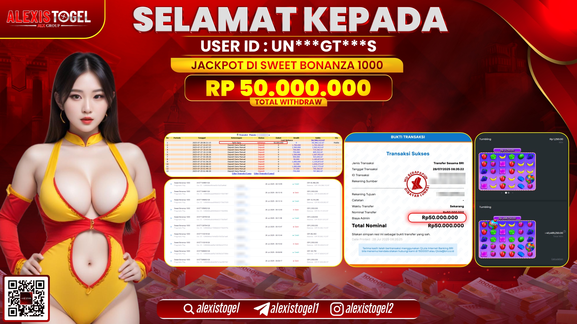 ALEXISTOGEL di SLOT SWEET BONANZA 1000 RP.50.000.000 LUNAS