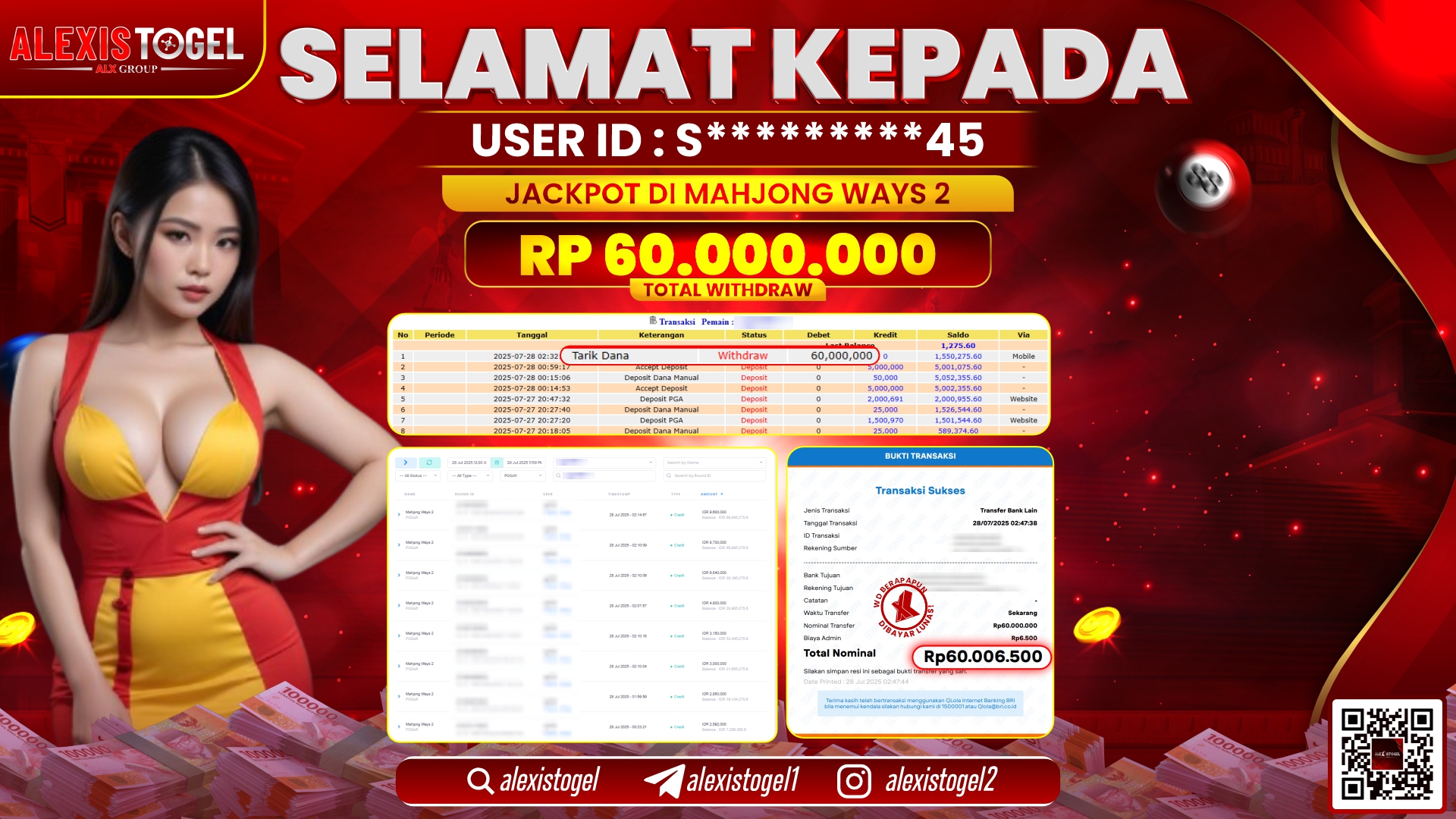 ALEXISTOGEL di SLOT MAHJONG WAYS 2 RP.60.000.000 LUNAS