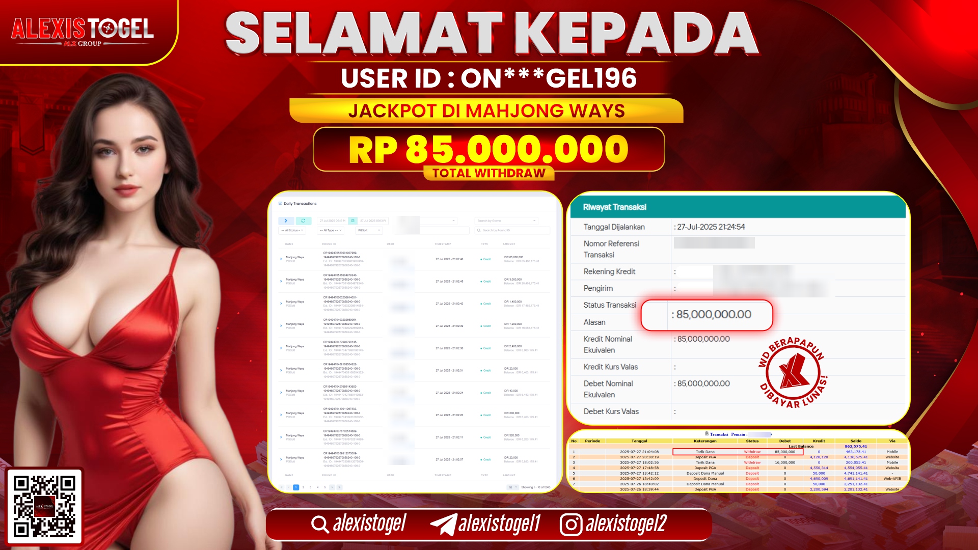 ALEXISTOGEL di SLOT MAHJONG WAYS RP.85.000.000 LUNAS