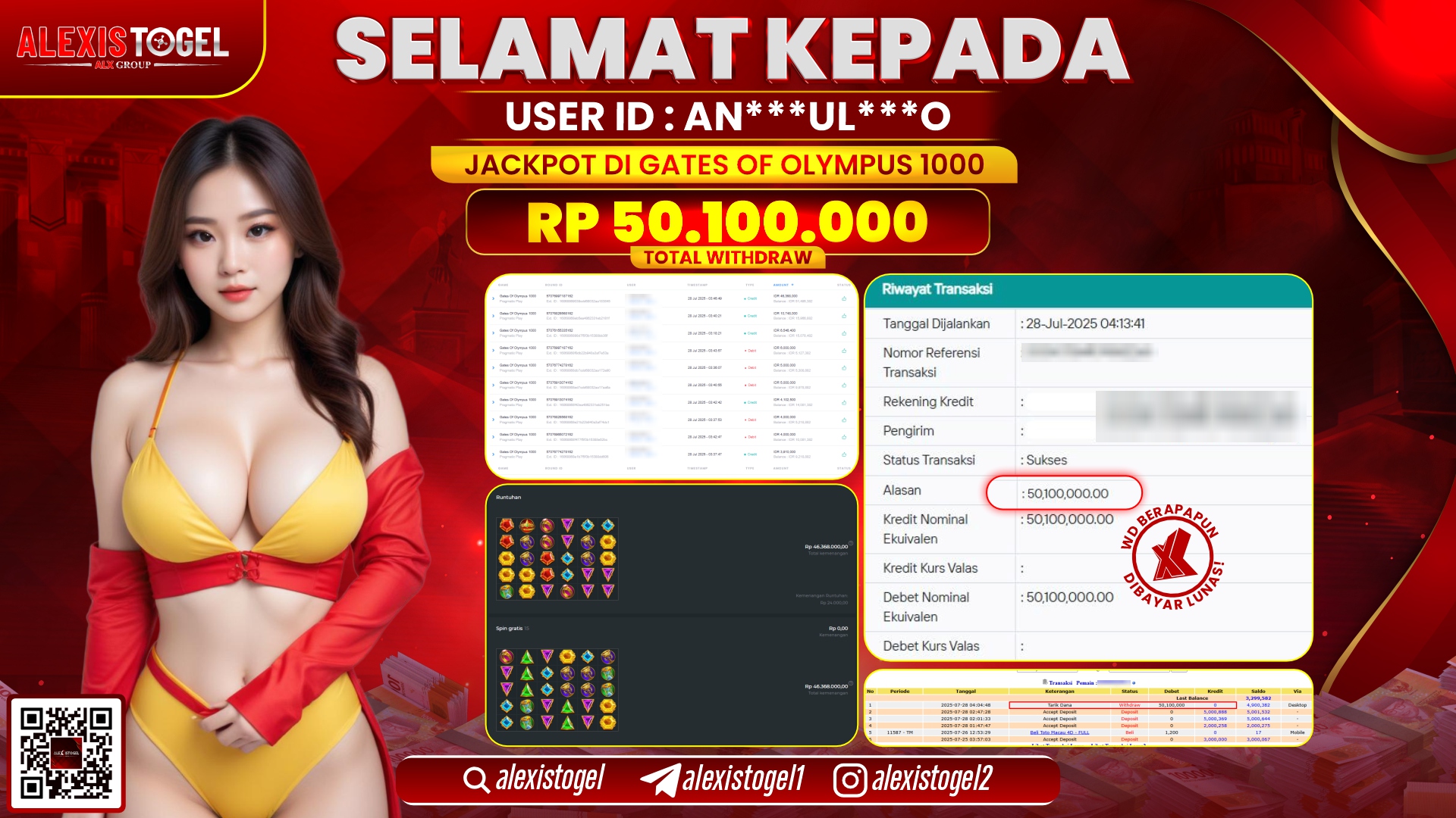 ALEXISTOGEL di SLOT GATES OF OLYMPUS 1000 RP.50.100.000 LUNAS