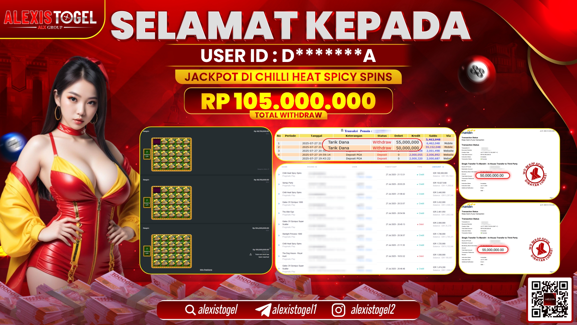 ALEXISTOGEL di SLOT CHILLI HEAT SPICY RP.105.000.000 LUNAS