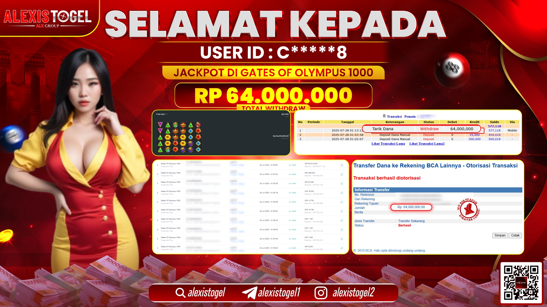 ALEXISTOGEL di SLOT GATES OF OLYMPUS 1000 RP.64.000.000 LUNAS