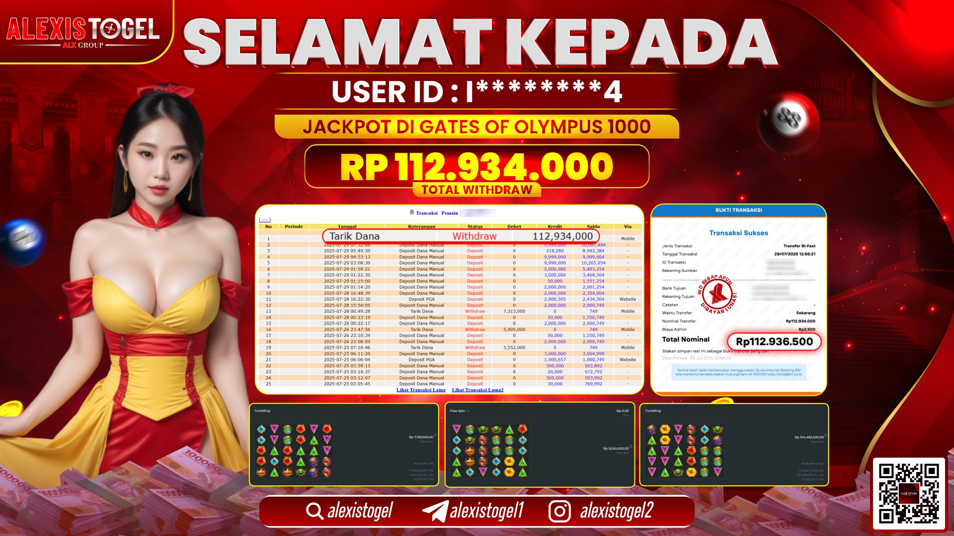 ALEXISTOGEL di SLOT GATES OF OLYMPUS RP.112.934.000 LUNAS