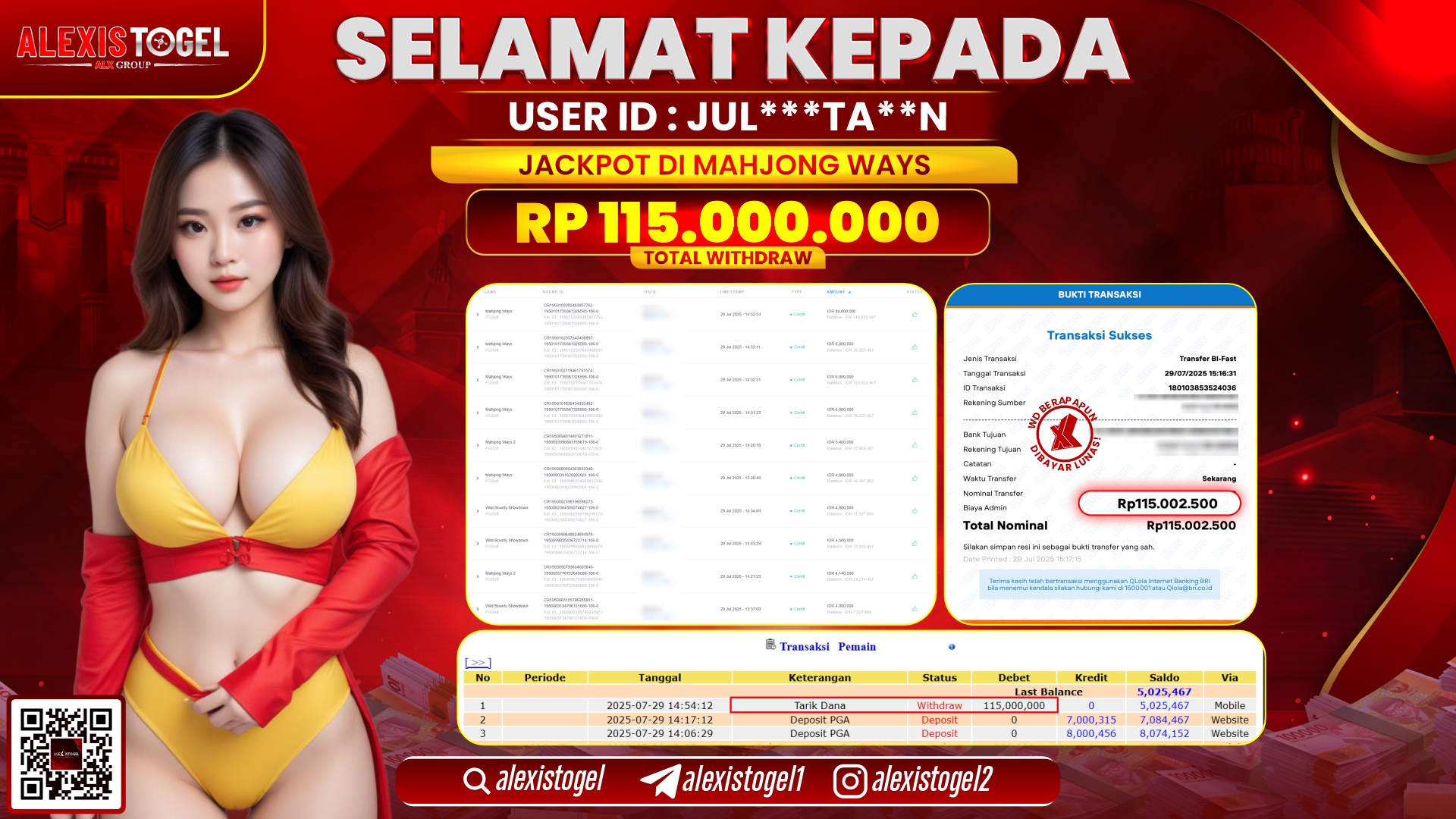 ALEXISTOGEL di SLOT MAHJONG WAYS RP.115.000.000 LUNAS