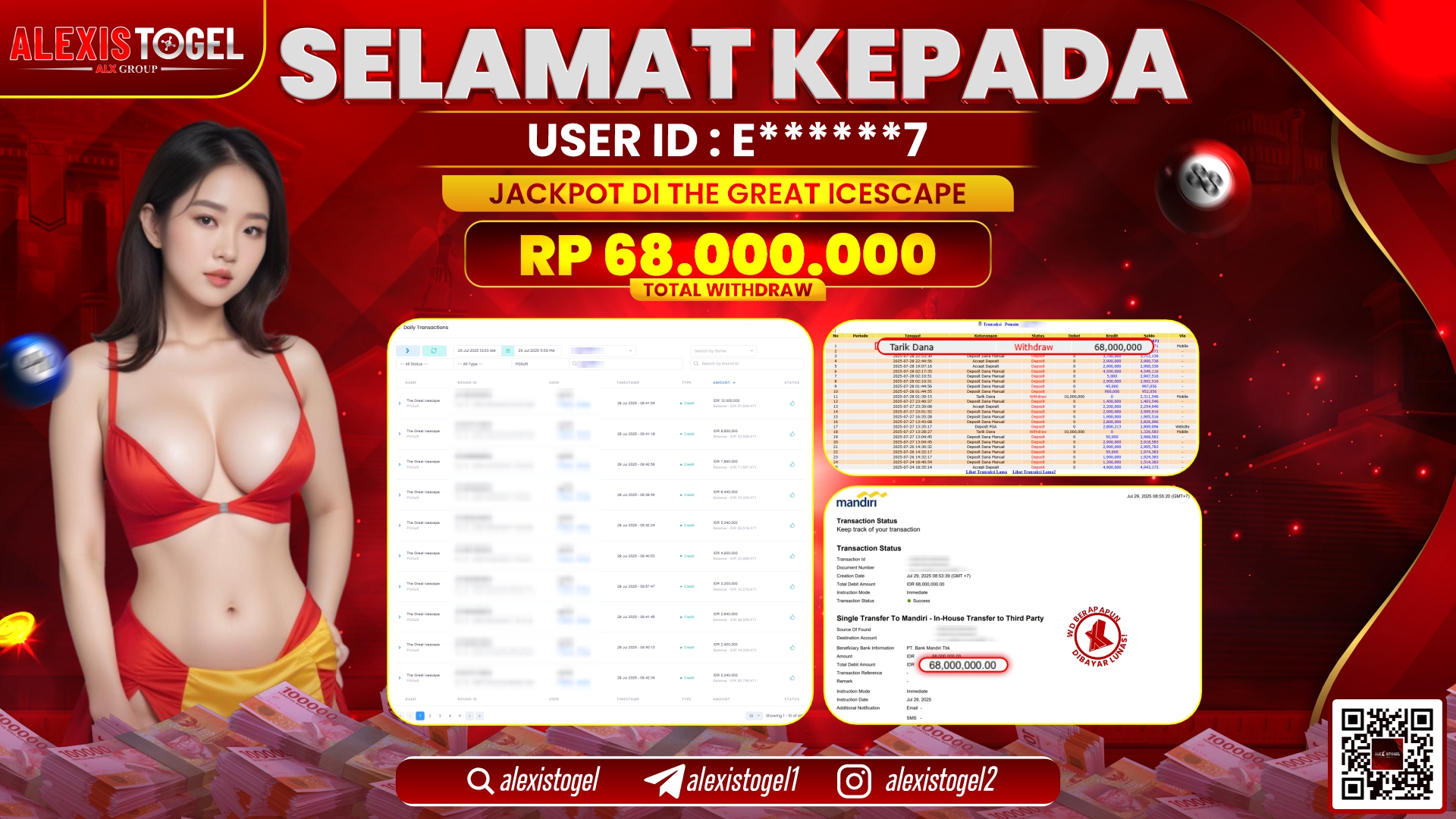 ALEXISTOGEL di SLOT THE GREAT ICESCAPE RP.68.000.000 LUNAS