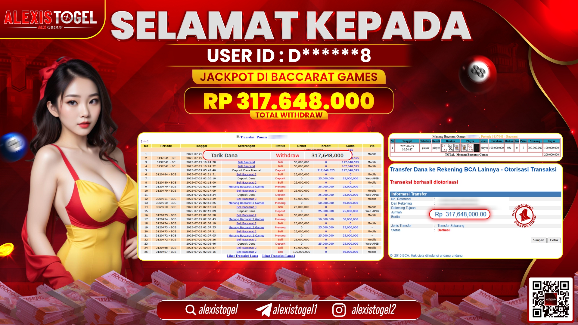 ALEXISTOGEL di BACCARAT GAMES RP.317.648.000 LUNAS