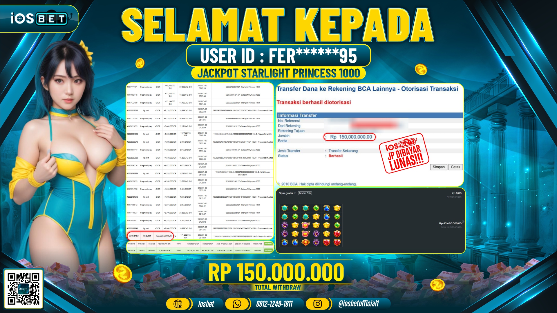 Bukti Pembayaran LUNAS SLOT GAME GACOR  Rp.150.000.000