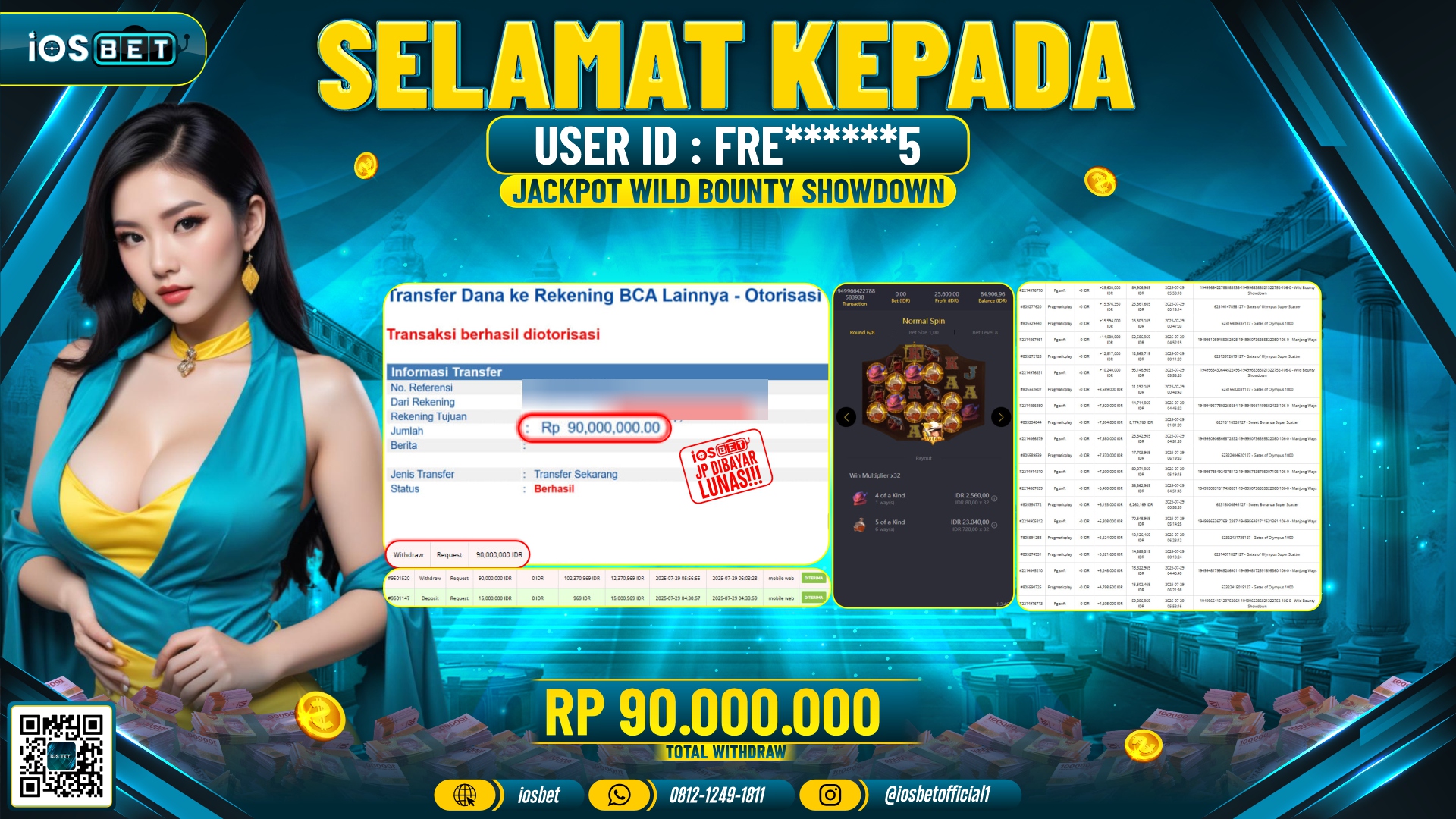 Bukti Pembayaran LUNAS SLOT GAME GACOR  Rp.90.000.000
