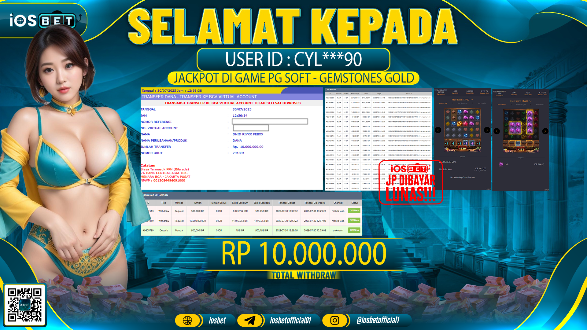 Bukti Pembayaran LUNAS SLOT GAME GACOR  Rp.10.000.000
