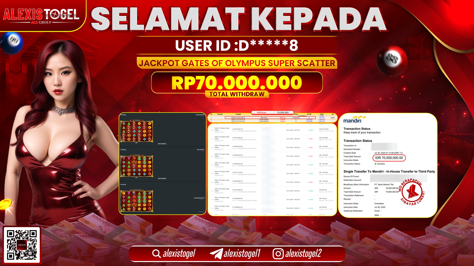 ALEXISTOGEL di SLOT GATES OF OLYMPUS SUPER SCATTER RP.70.000.000 LUNAS