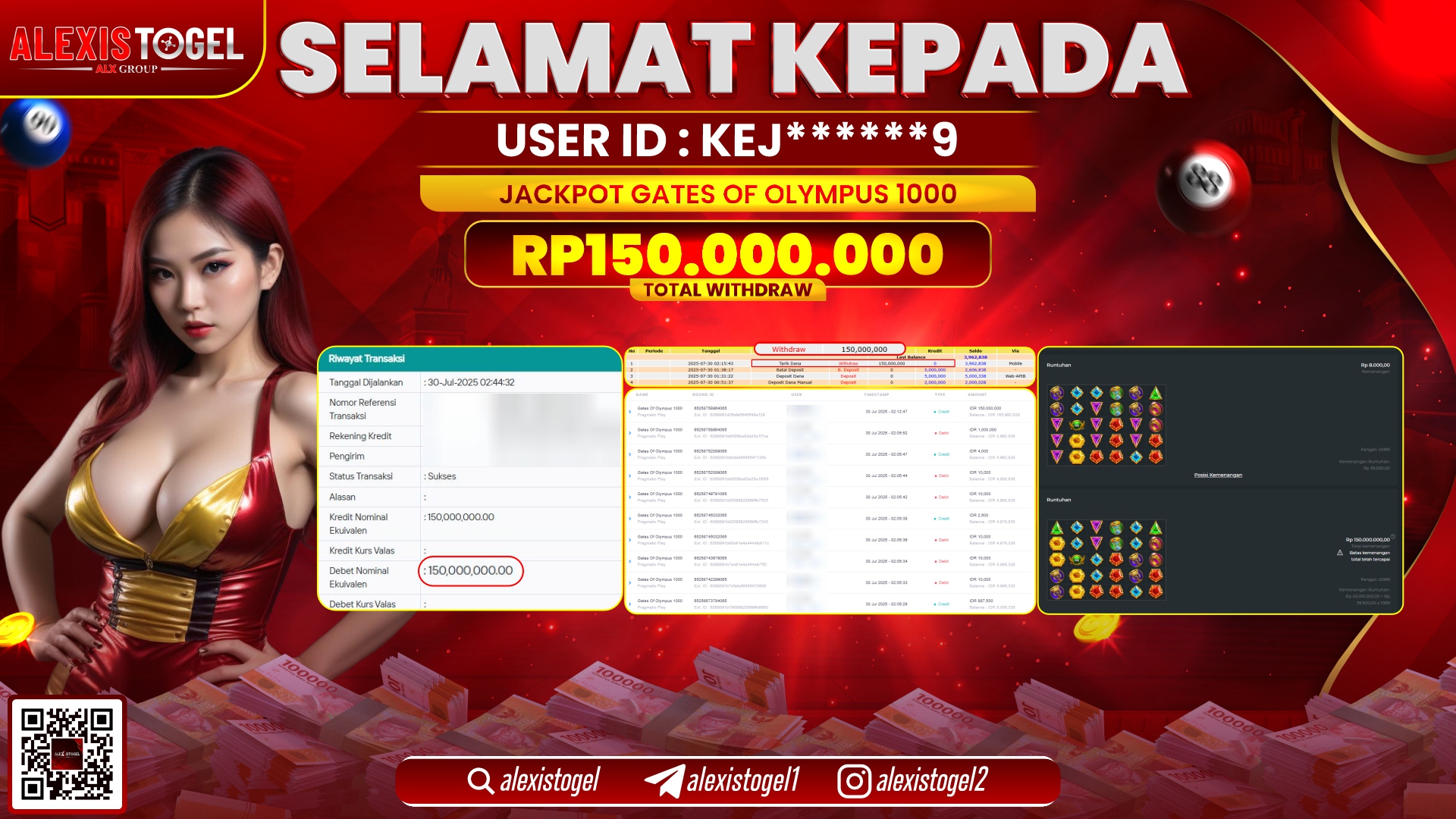 ALEXISTOGEL di SLOT GATES OF OLYMPUS RP.150.000.000 LUNAS