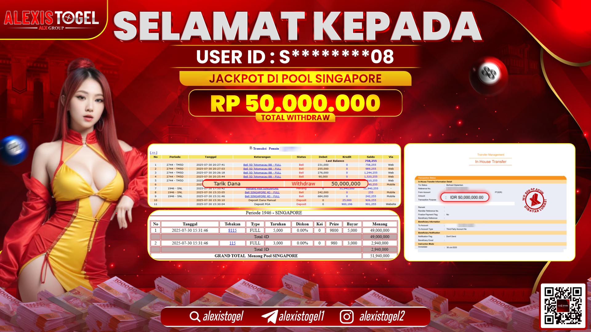 ALEXISTOGEL di TOGEL SINGAPORE RP.50.000.000 LUNAS