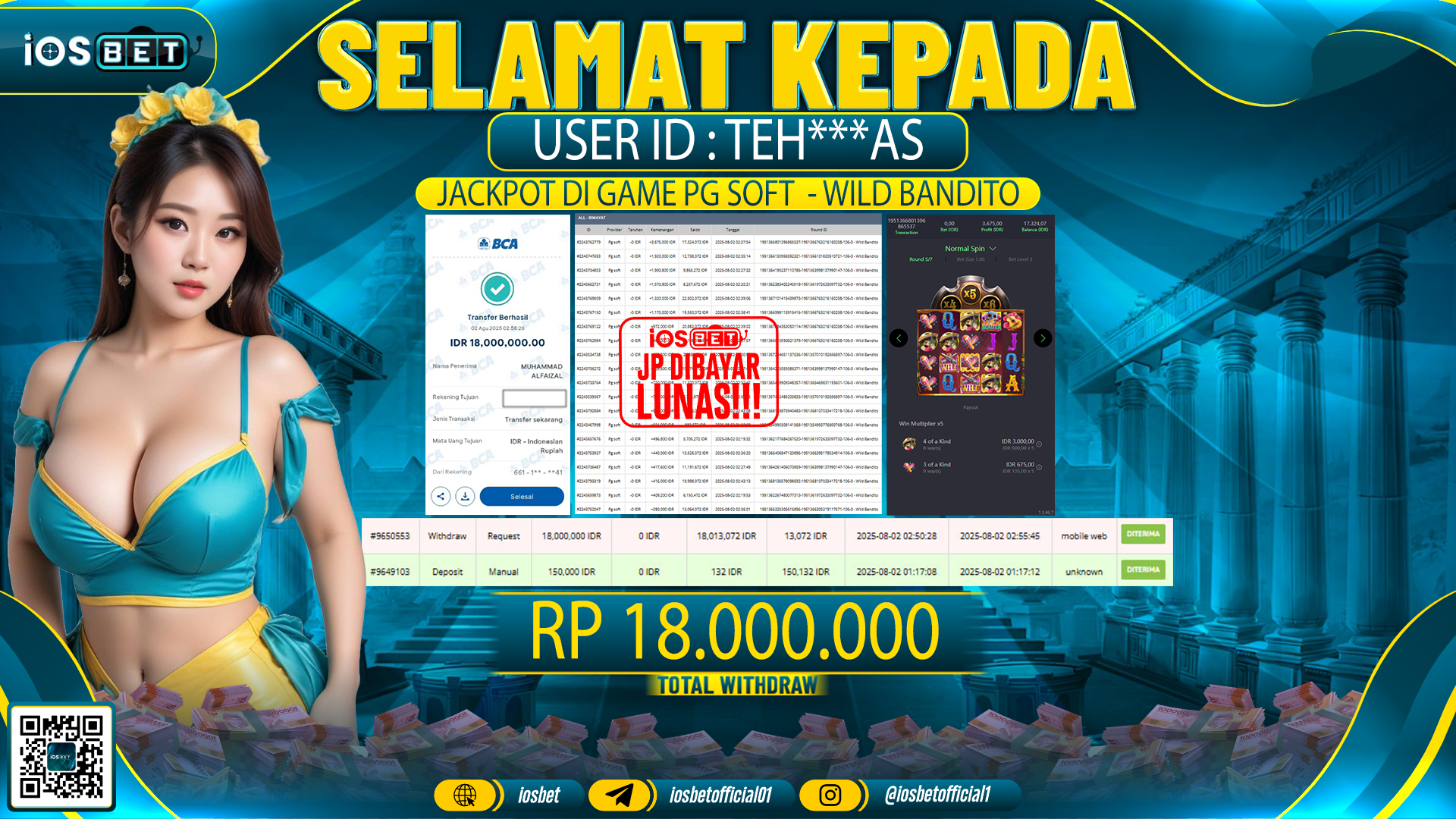 Bukti Pembayaran LUNAS SLOT GAME GACOR  Rp.18.000.000