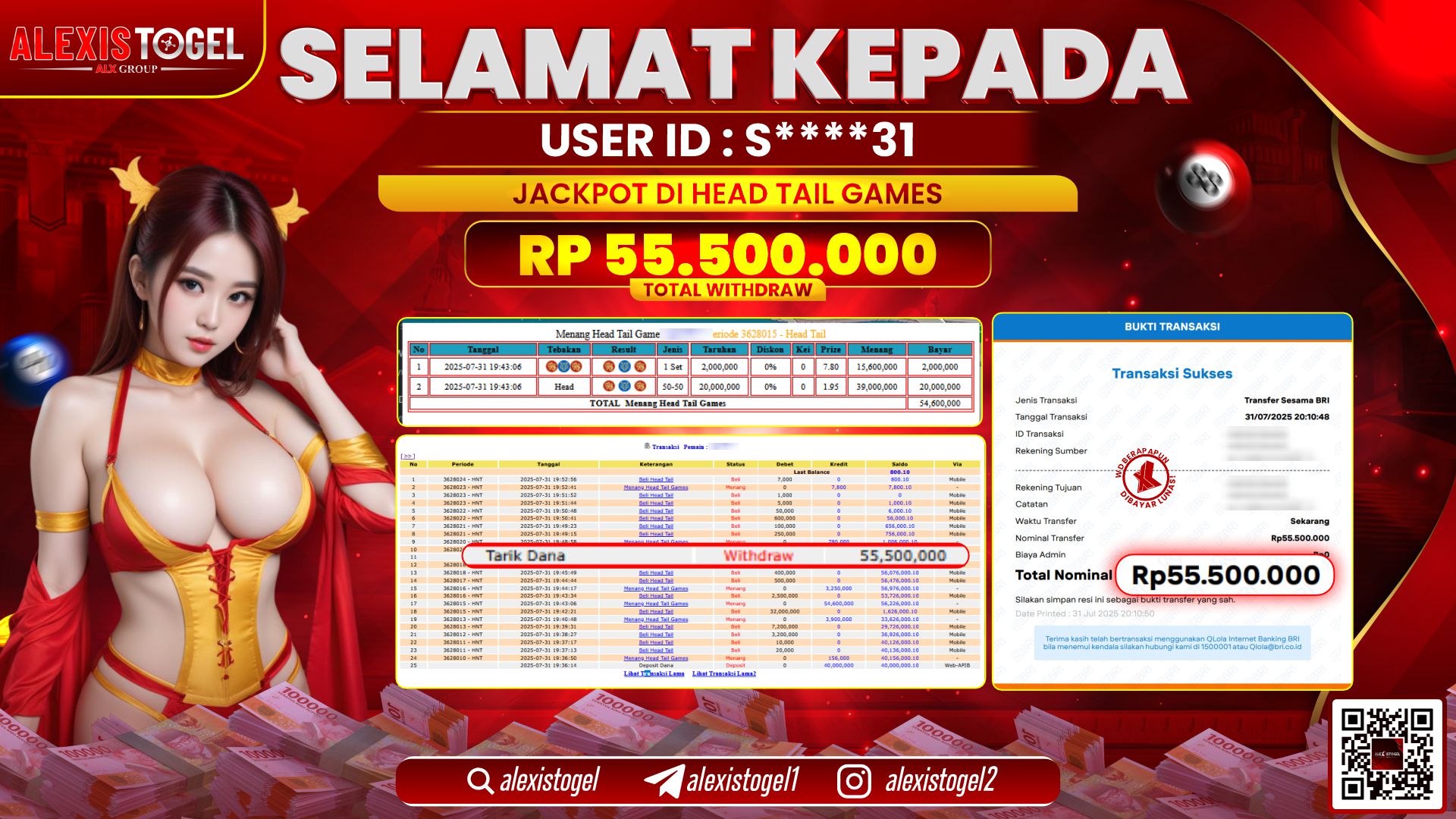 ALEXISTOGEL di HEAD TAIL GAMES RP.55.500.000 LUNAS