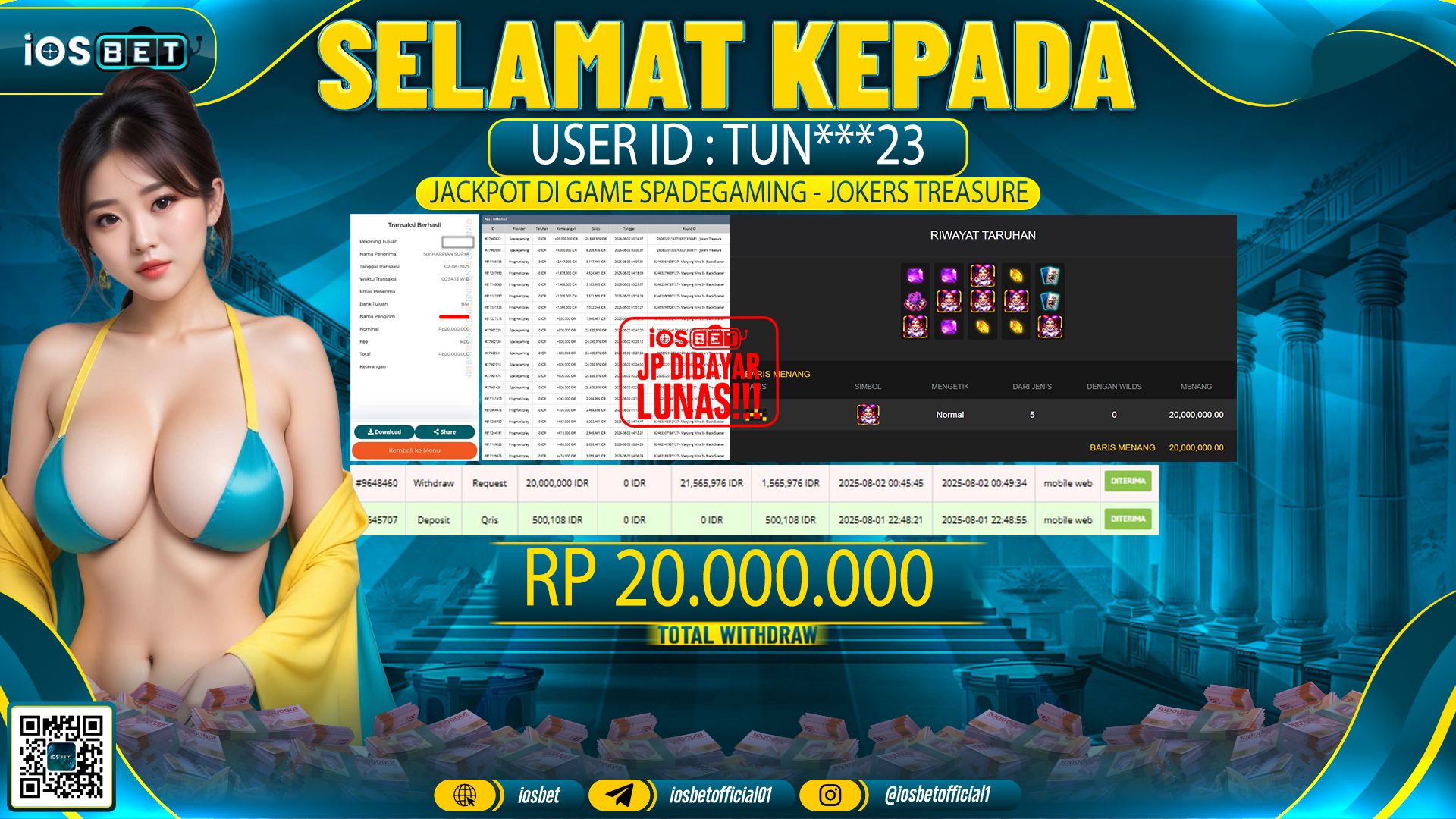 Bukti Pembayaran LUNAS SLOT GAME GACOR  Rp.20.000.000