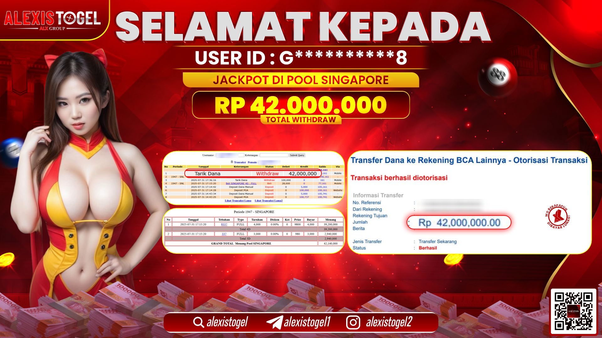 ALEXISTOGEL di TOGEL SINGAPORE RP.42.000.000 LUNAS
