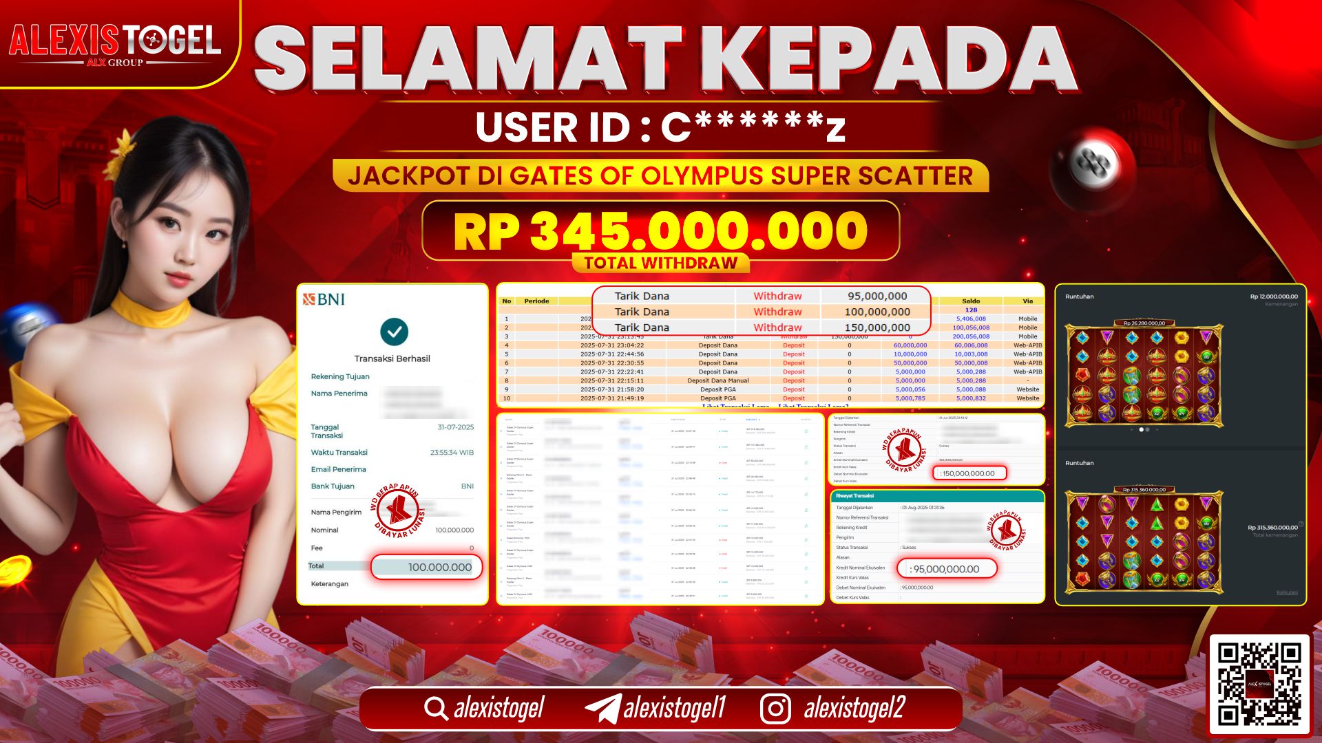 ALEXISTOGEL di SLOT GATES OF OLYMPUS SUPER SCATTER RP.345.000.000 LUNAS