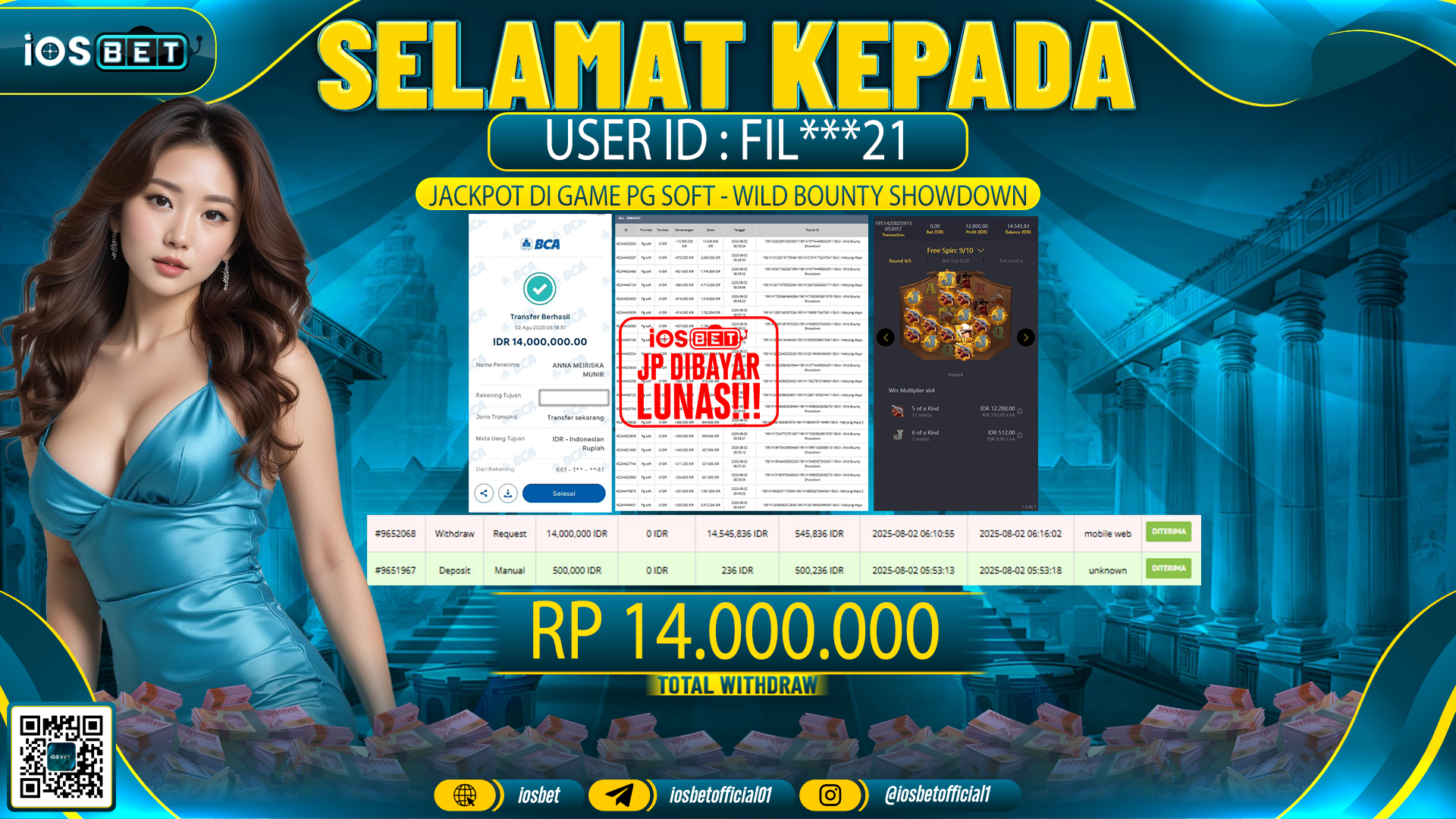 Bukti Pembayaran LUNAS SLOT GAME GACOR  Rp.14.000.000