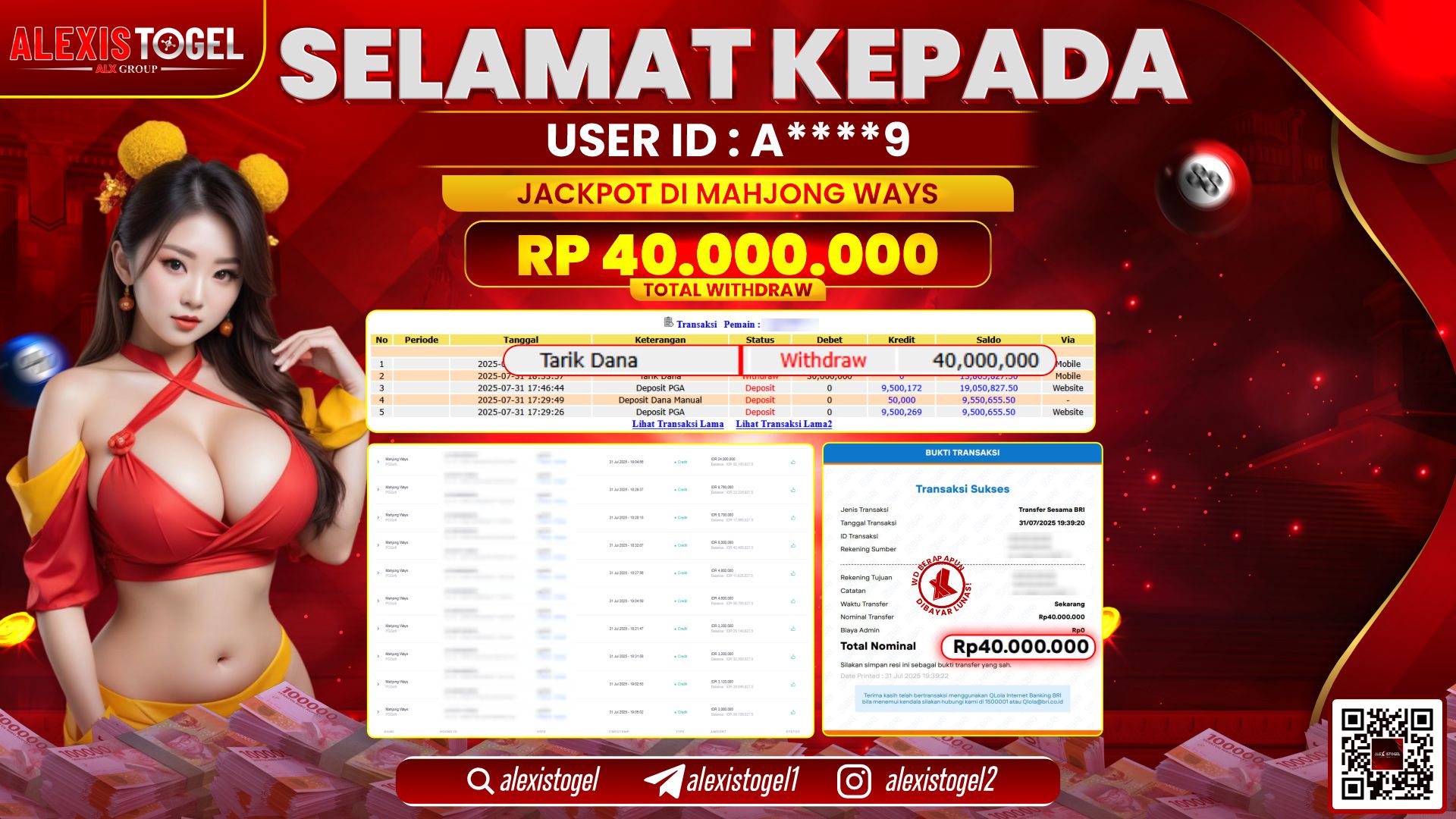 ALEXISTOGEL di SLOT MAHJONG WAYS RP.40.000.000 LUNAS