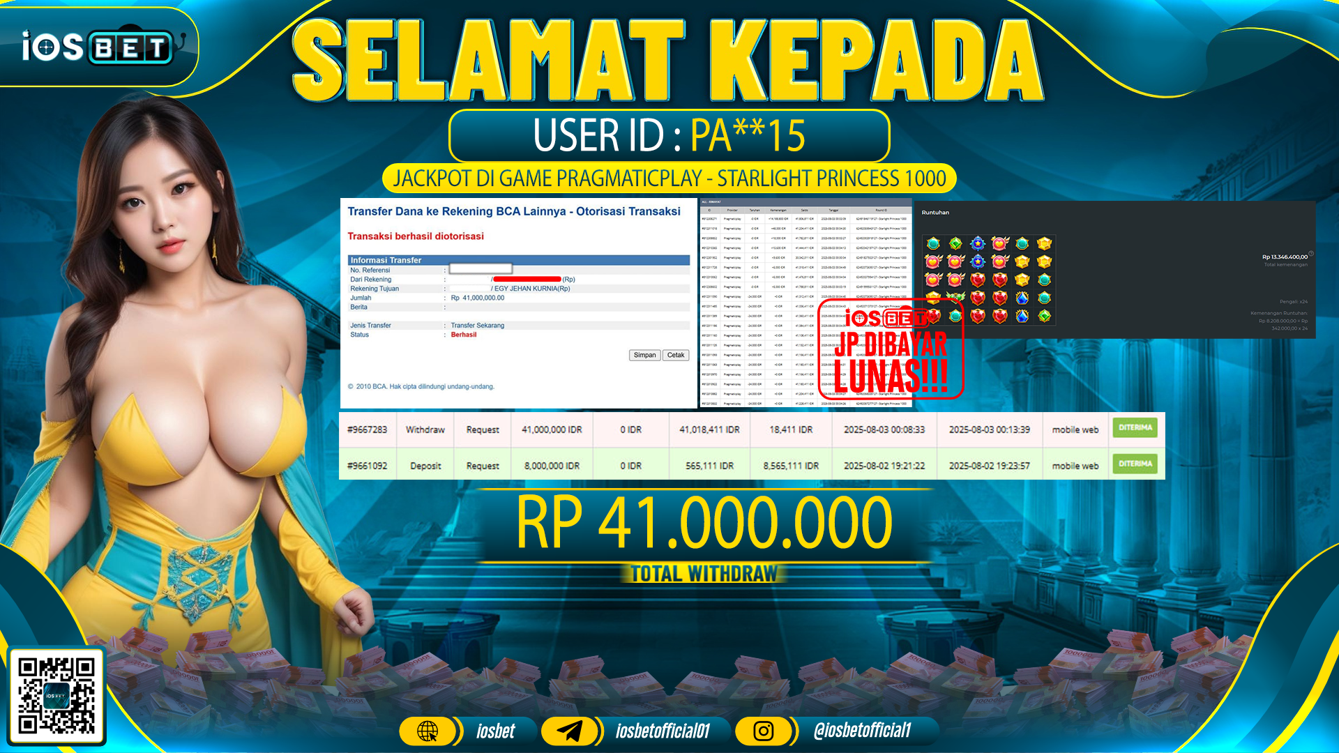Bukti Pembayaran LUNAS SLOT GAME GACOR  Rp.41.000.000
