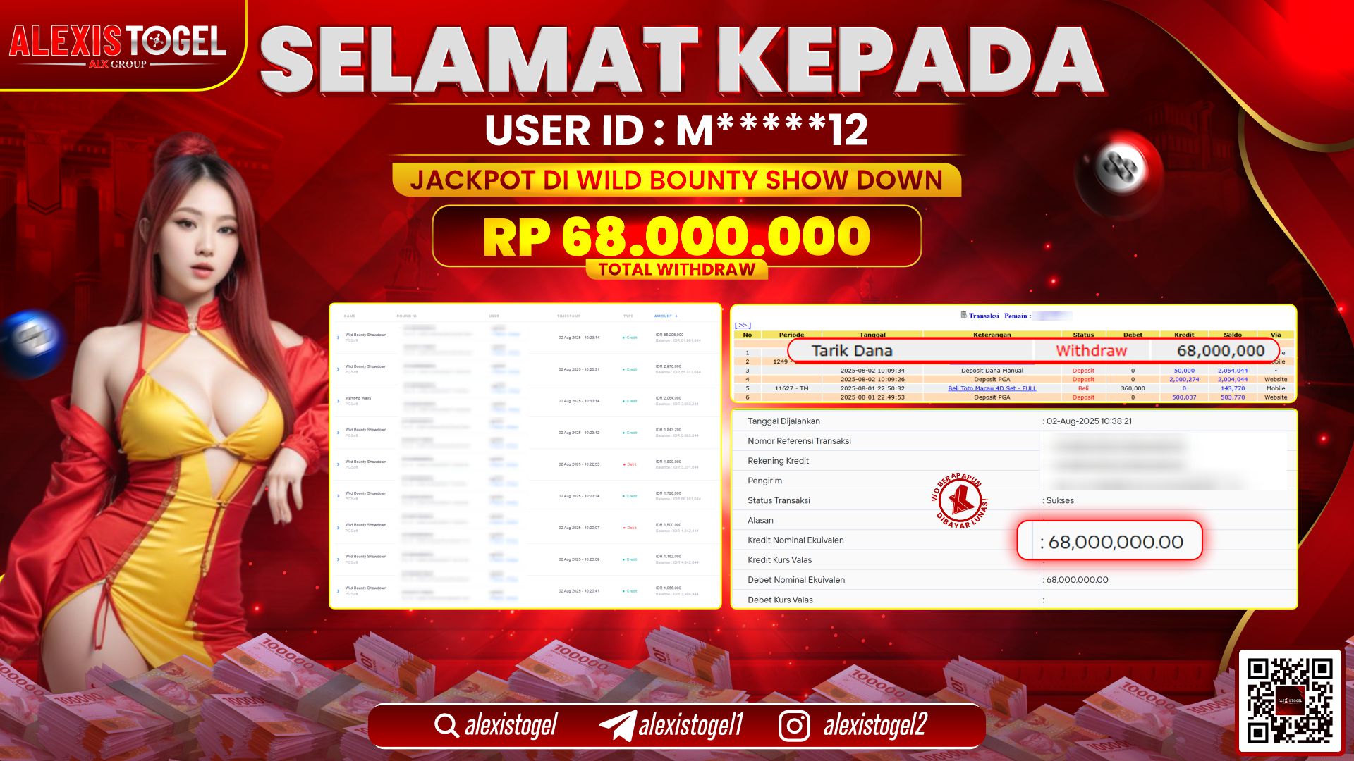 ALEXISTOGEL di SLOT WILD BOUNTY SHOWDOWN RP.68.000.000 LUNAS