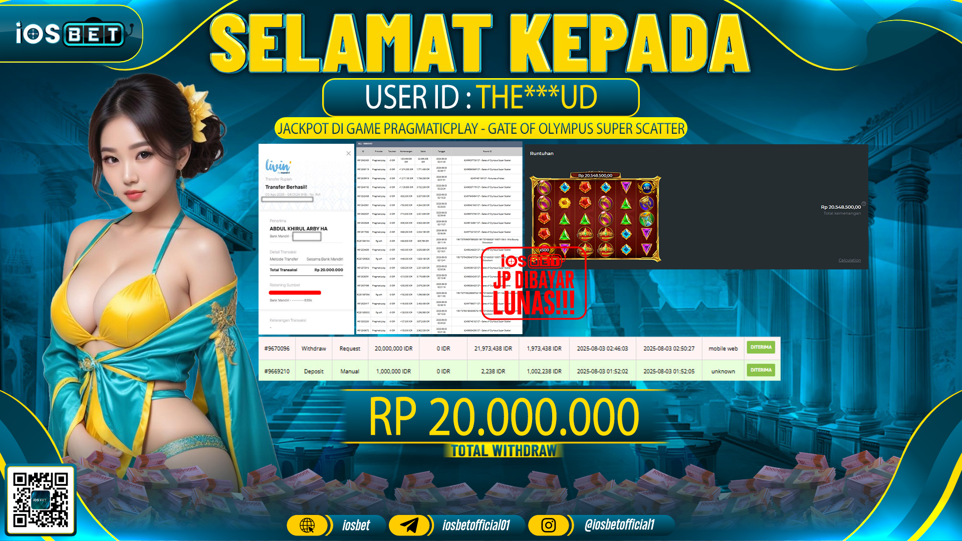 Bukti Pembayaran LUNAS SLOT GAME GACOR  Rp.20.000.000