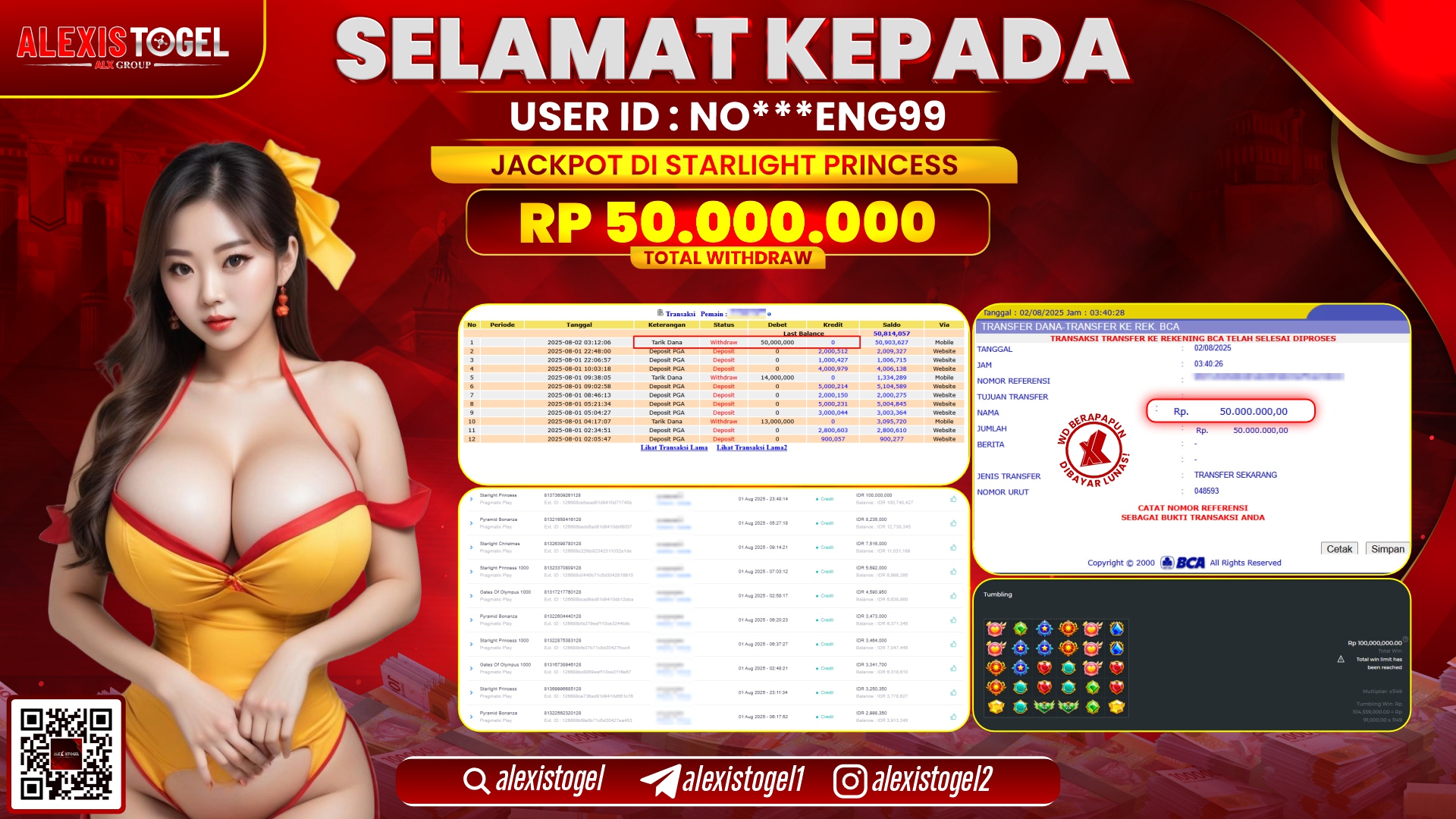 ALEXISTOGEL di SLOT STARLIGHT PRINCESS RP.50.000.000 LUNAS