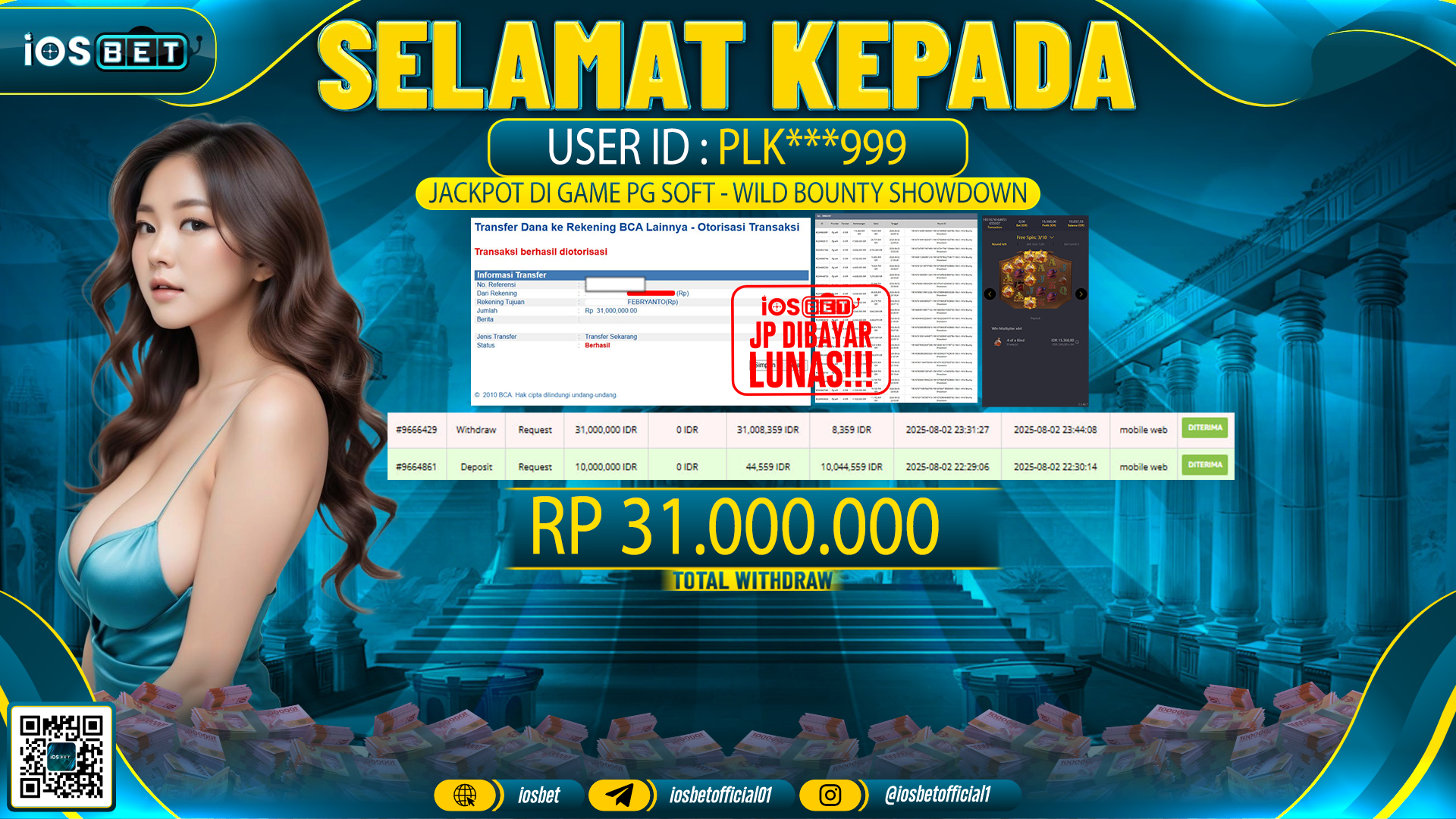 Bukti Pembayaran LUNAS SLOT GAME GACOR  Rp.31.000.000