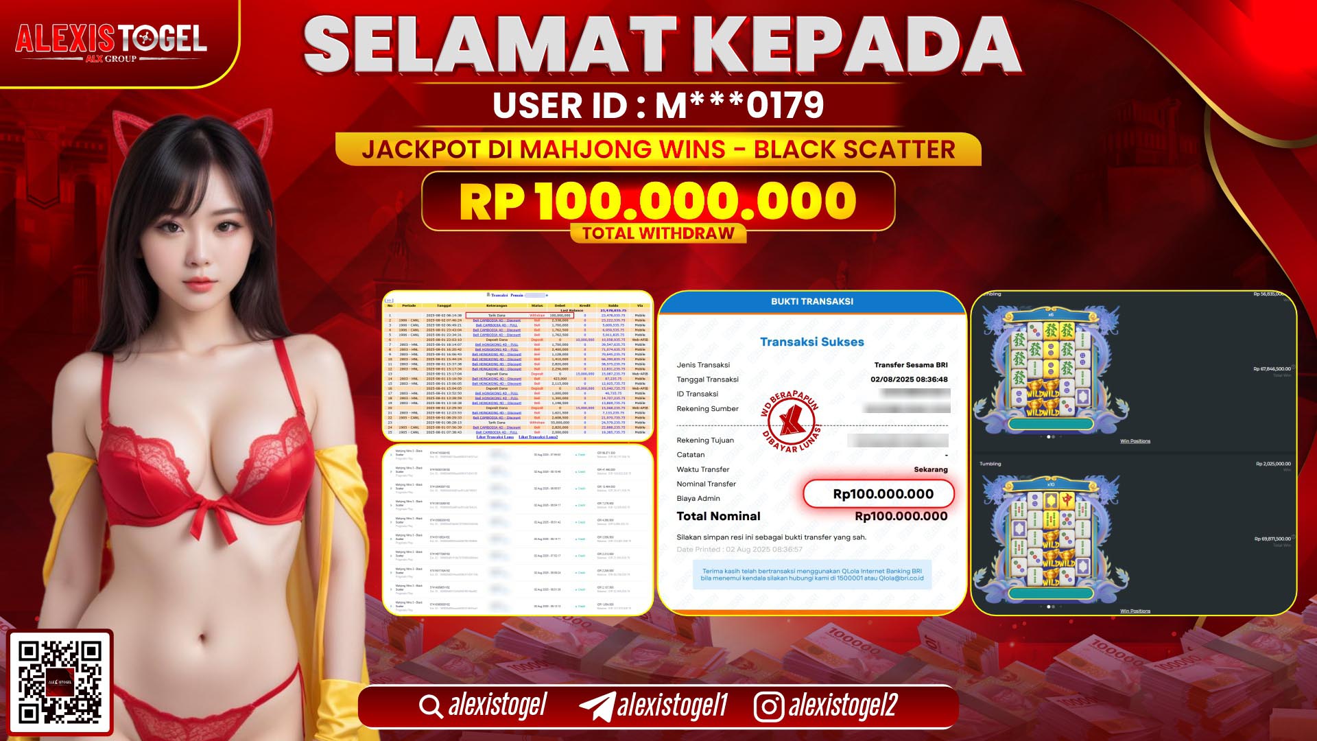 ALEXISTOGEL di SLOT MAHJONG WINS 3 BLACK SCATTER RP.100.000.000 LUNAS