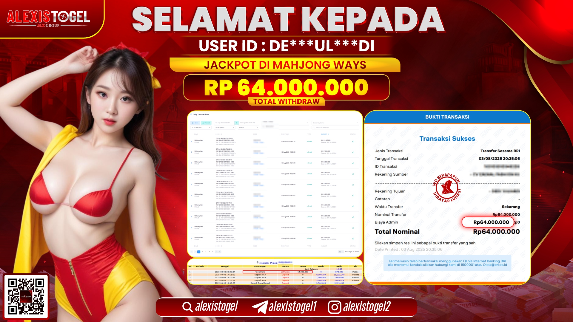 ALEXISTOGEL di SLOT MAHJONG WAYS RP.64.000.000 LUNAS