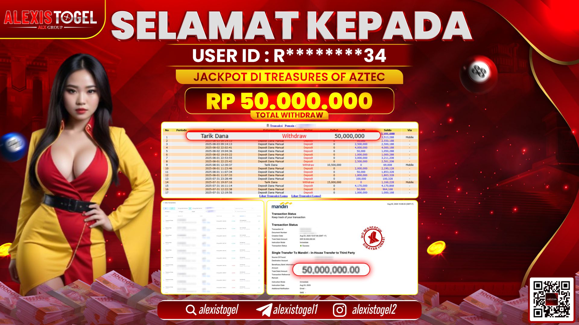 ALEXISTOGEL di SLOT TREASUSRE OF AZTEC RP.50.000.000 LUNAS