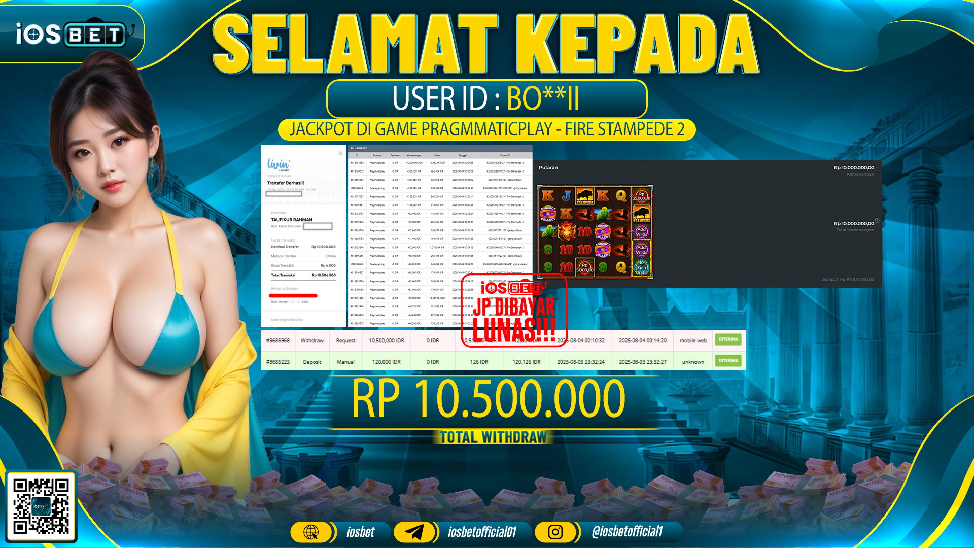 Bukti Pembayaran LUNAS SLOT GAME GACOR  Rp.10.500.000
