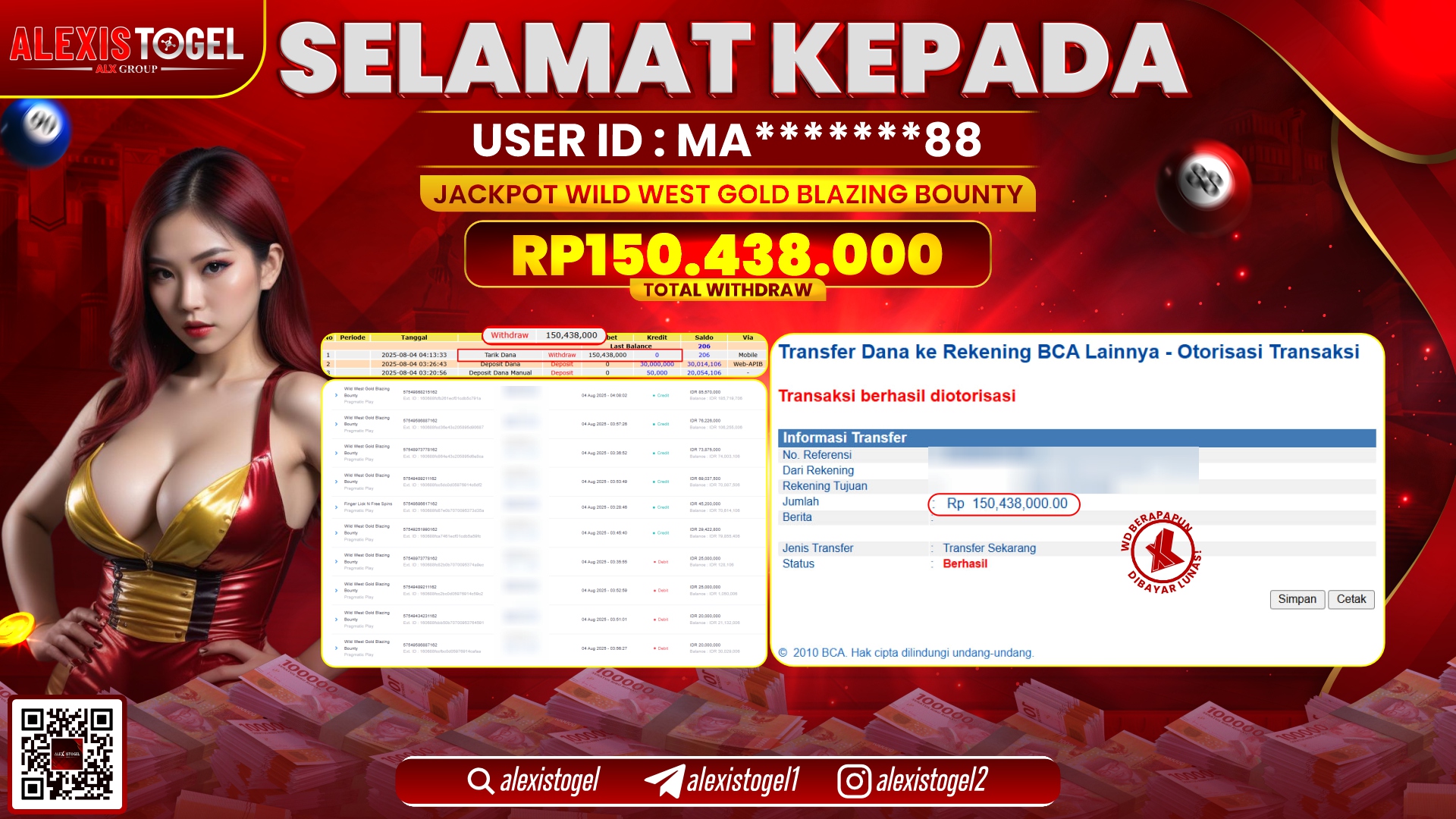 ALEXISTOGEL di SLOT WILD WEST GOLD RP.150.438.000 LUNAS