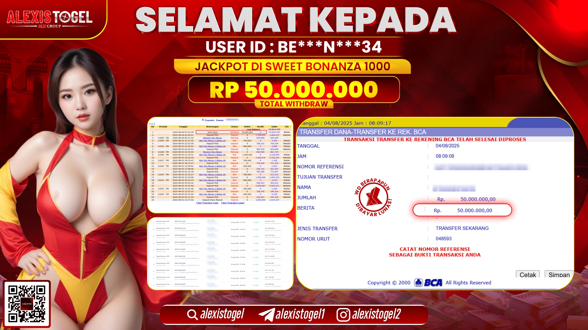 ALEXISTOGEL di SLOT SWEET BONANZA RP.50.000.000 LUNAS