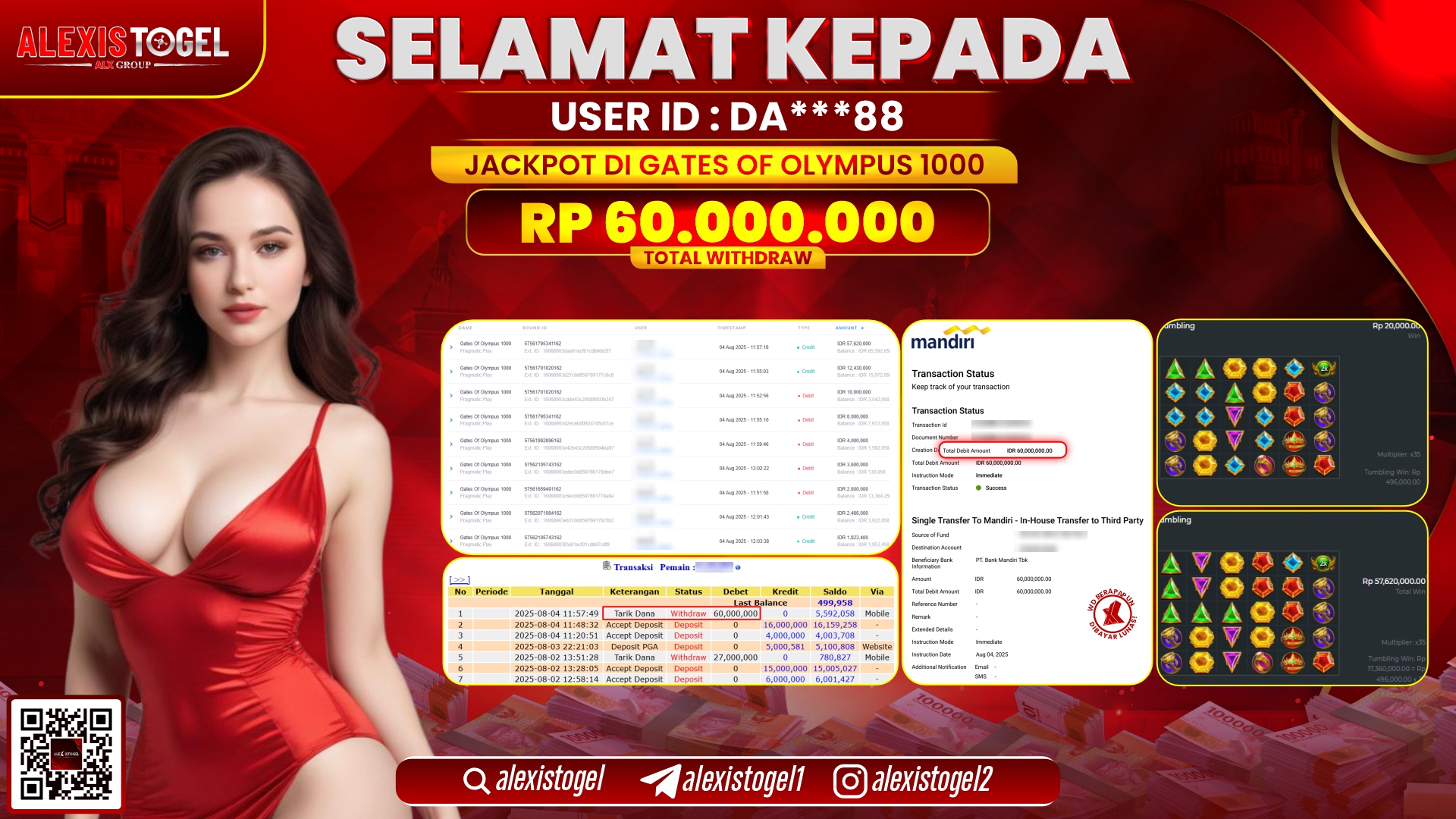 ALEXISTOGEL di SLOT GATES OF OLYMPUS 1000 RP.60.000.000 LUNAS