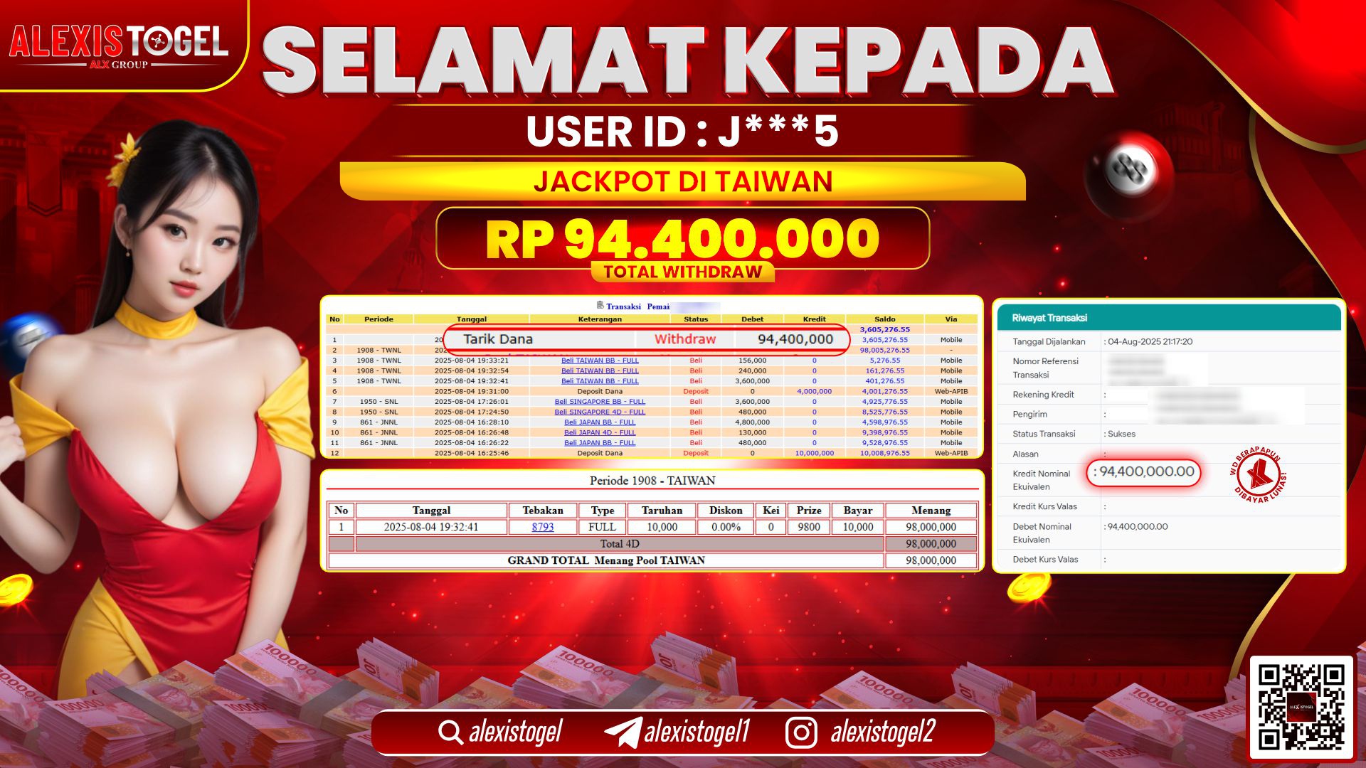 ALEXISTOGEL di TOGEL TAIWAN RP.94.400.000 LUNAS