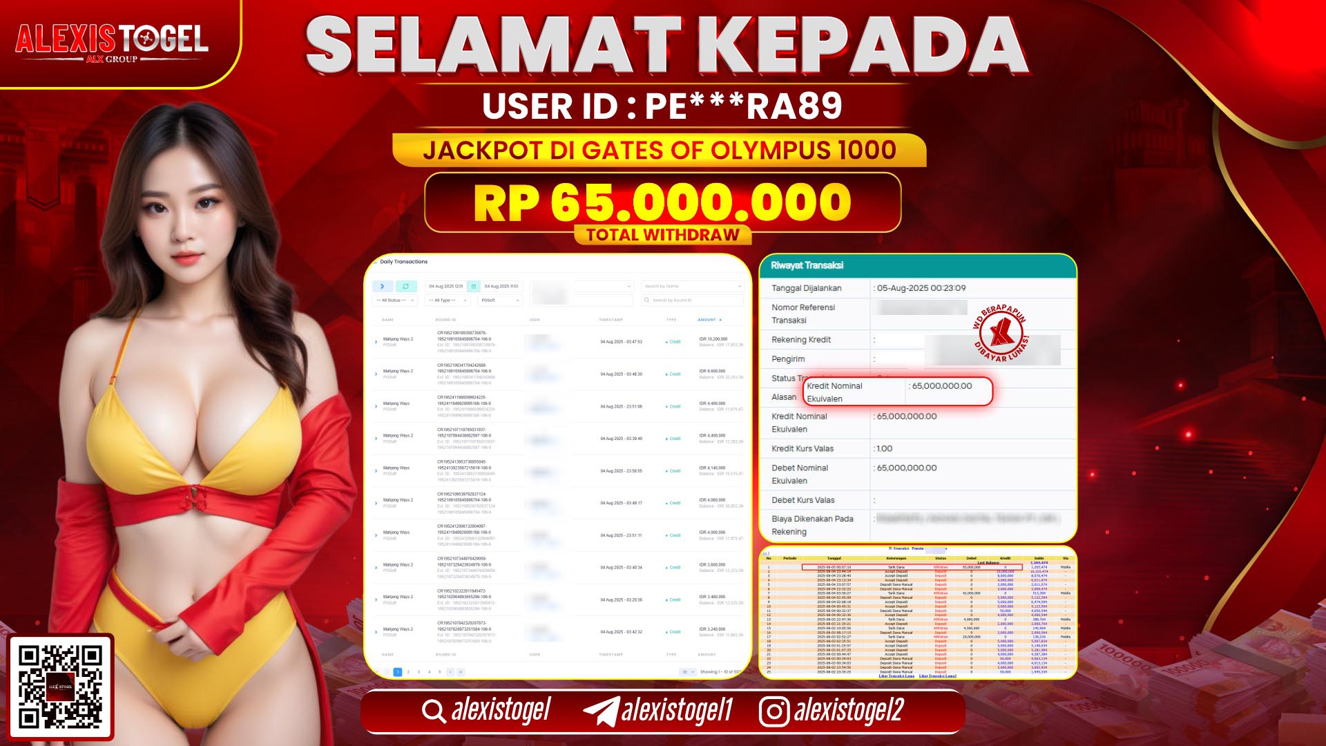 ALEXISTOGEL di SLOT GATES OF OLYMPUS RP.65.000.000 LUNAS