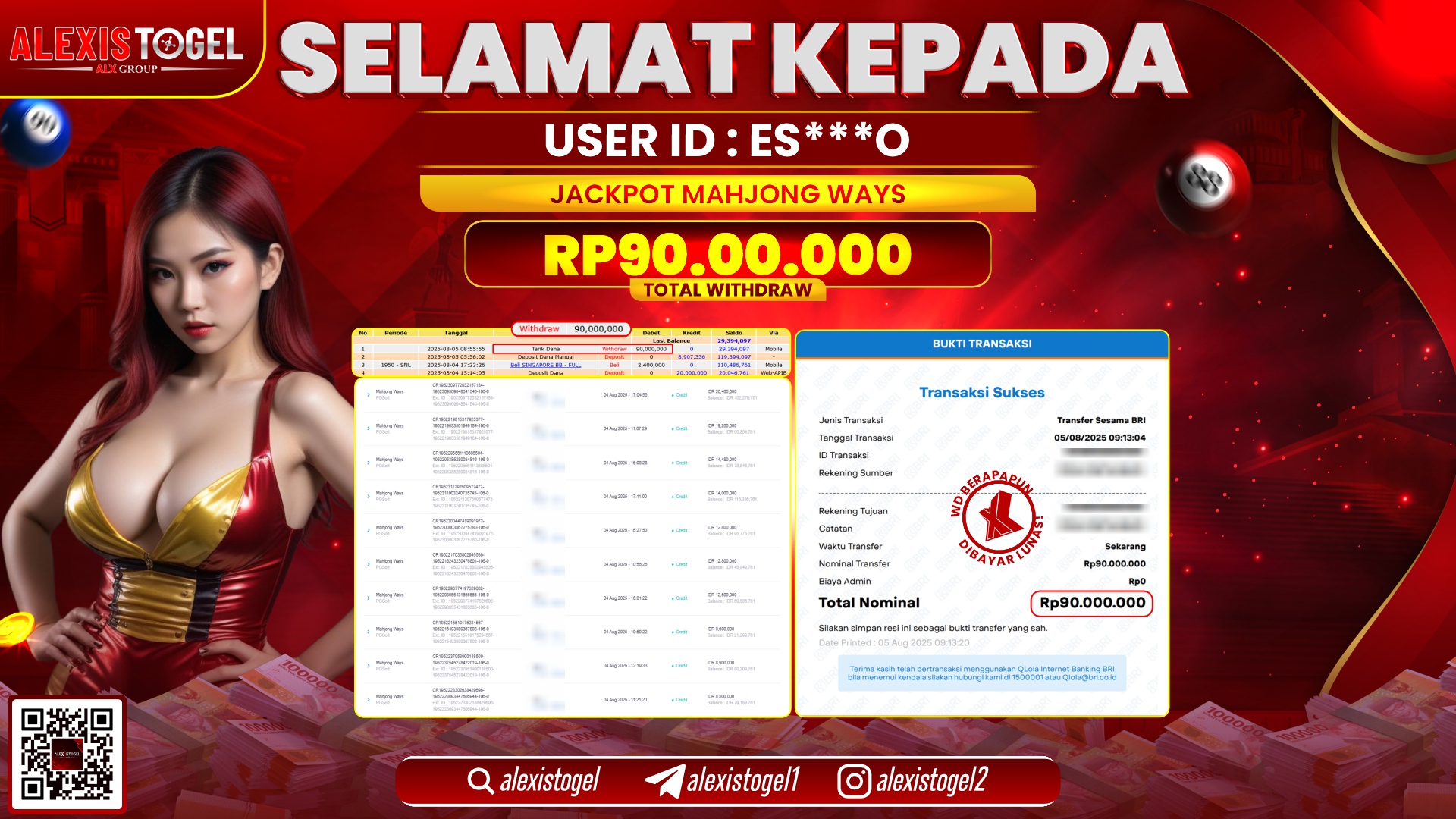 ALEXISTOGEL di SLOT MAHJONG WAYS RP.90.000.000 LUNAS