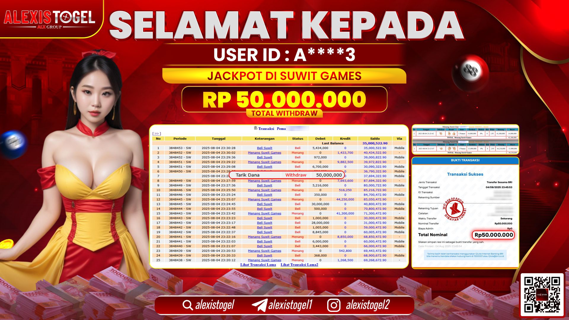 ALEXISTOGEL di SUWIT GAMES RP.50.000.000 LUNAS