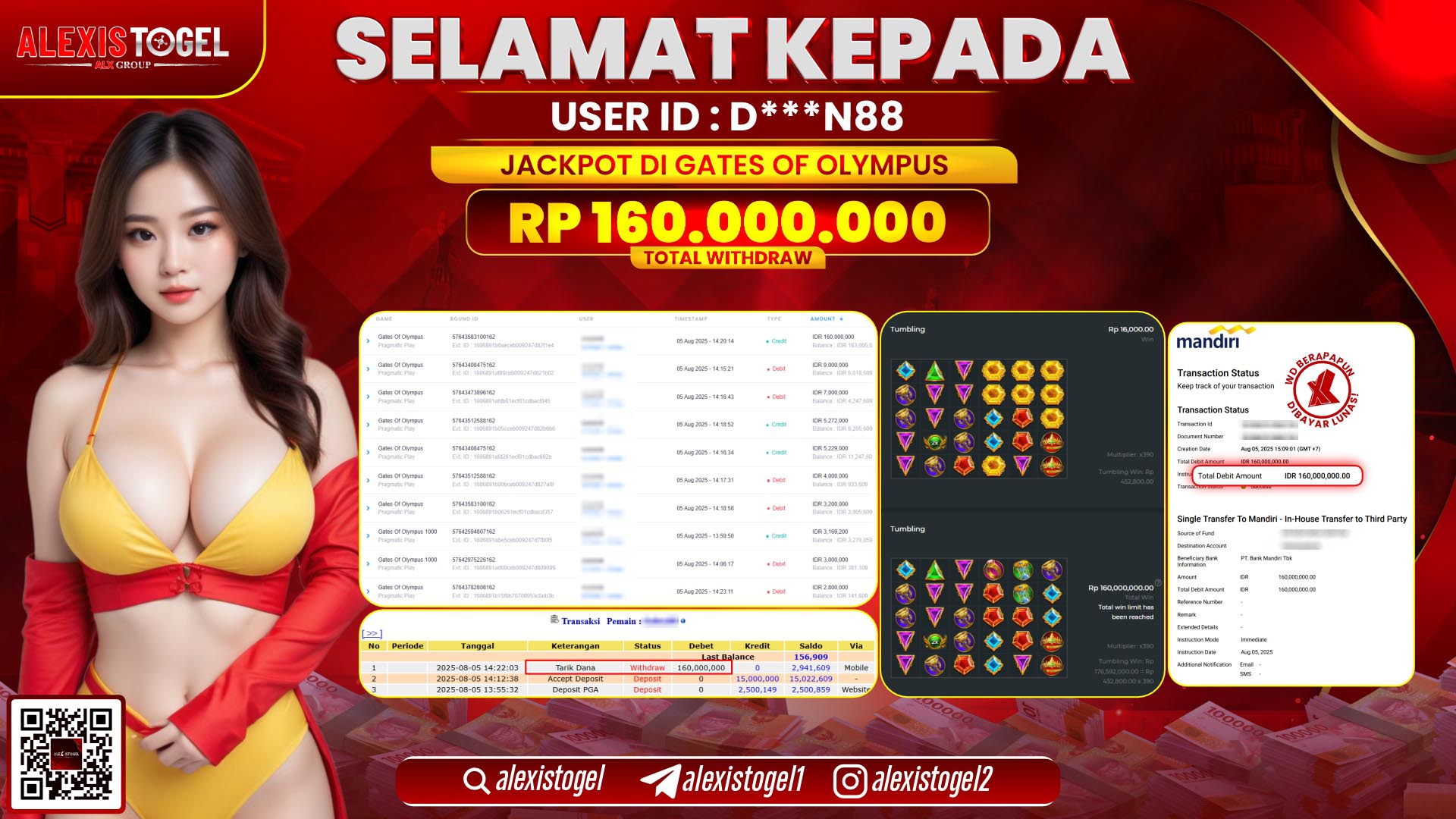 ALEXISTOGEL di SLOT GATES OF OLYMPUS RP.160.000.000 LUNAS