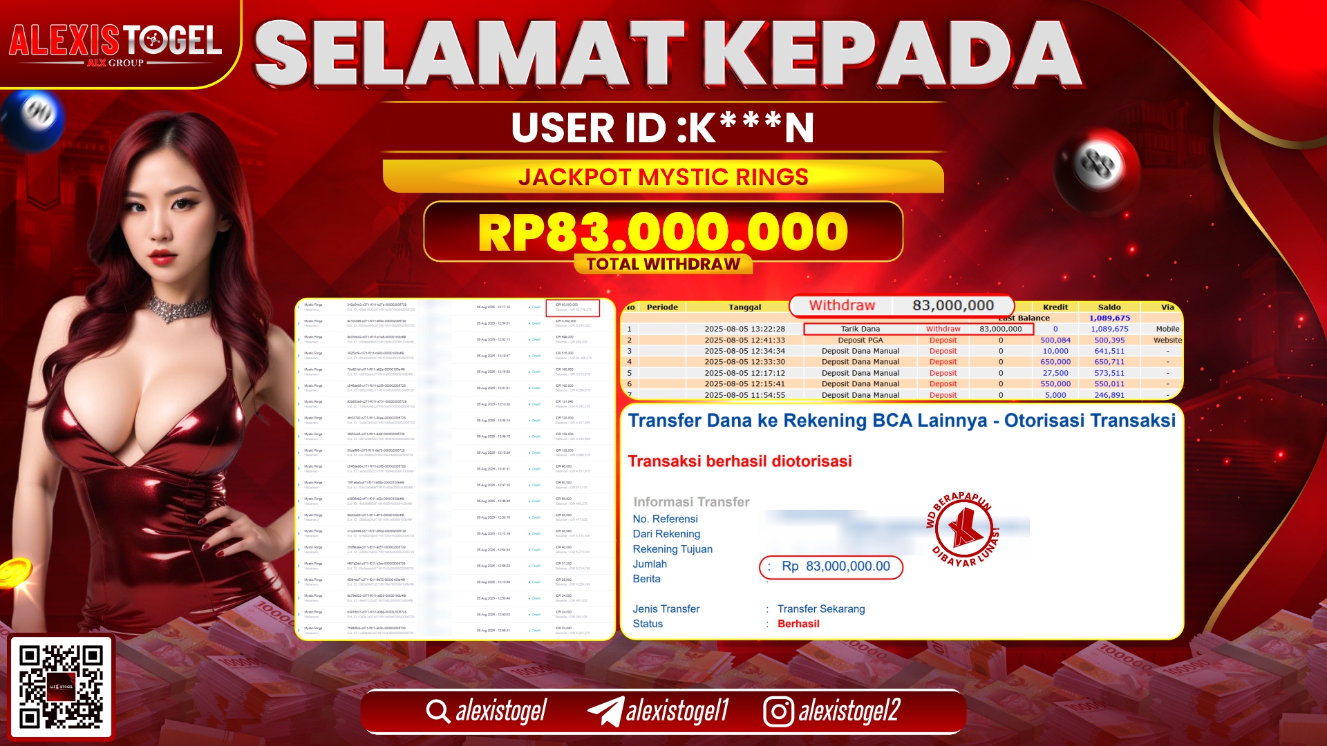 ALEXISTOGEL di SLOT MYSTIC RINGS RP.83.000.000 LUNAS