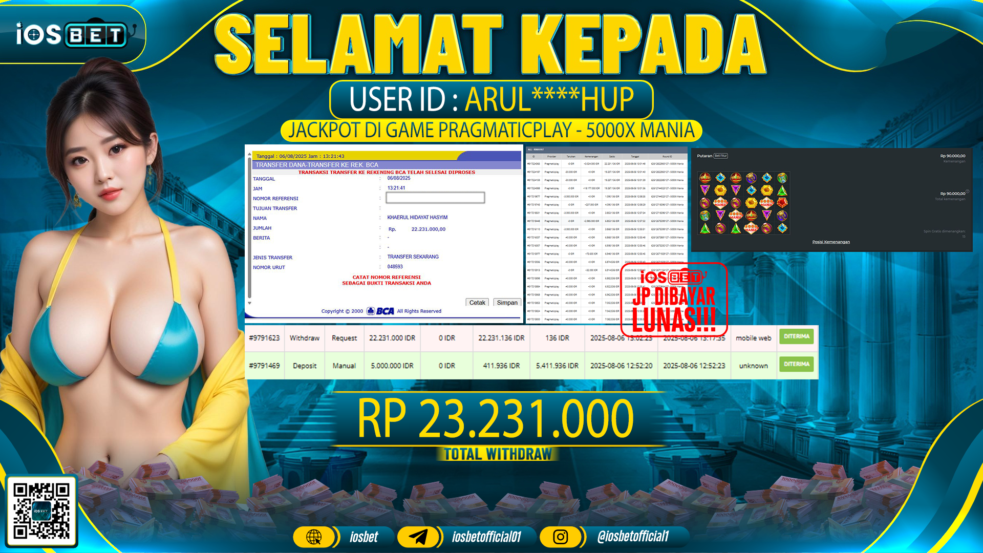 Bukti Pembayaran LUNAS SLOT GAME GACOR  Rp.23.231.000