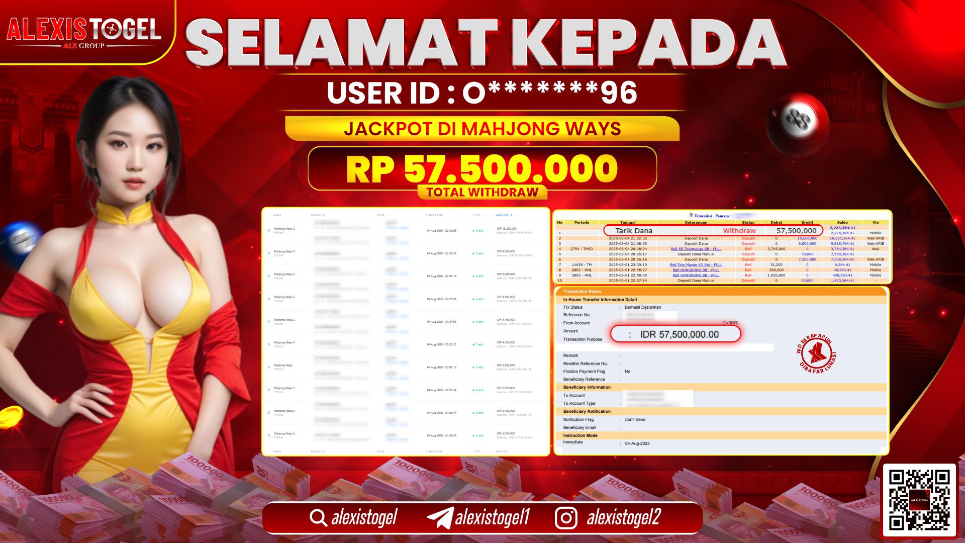 ALEXISTOGEL di SLOT MAHJONG WAYS RP.57.500.000 LUNAS