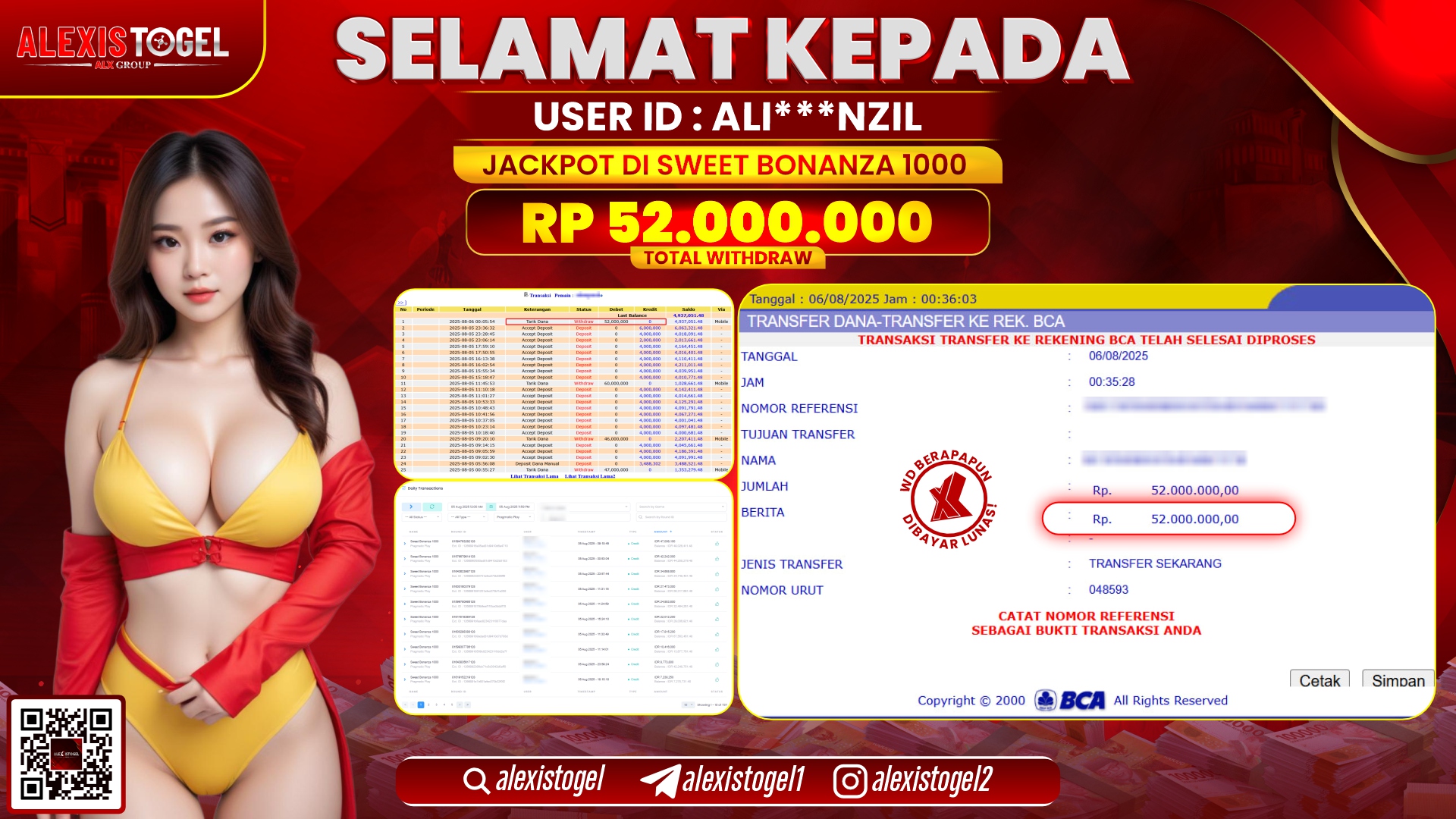 ALEXISTOGEL di SLOT SWEET BONANZA 1000 RP.52.000.000 LUNAS